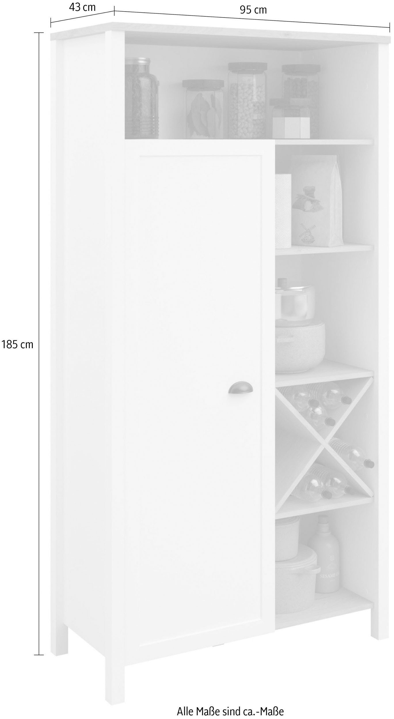 Parisot Buffet »Cottage 11«, (1 St.), Viel Stauraum, Flaschenregal, Metallgriffe, MDF, melaminbeschichtet