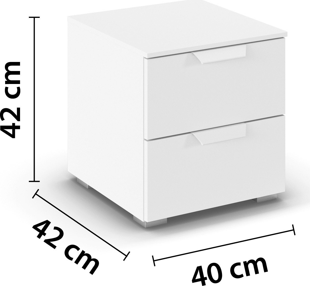 rauch Nachtkommode »Nachttisch Nachtkonsole COSTA mit farblich passenden Metallgriffen« in 2 Griff-Farben, Breite 40 cm,  zwei geräumige Schubladen MADE IN GERMANY