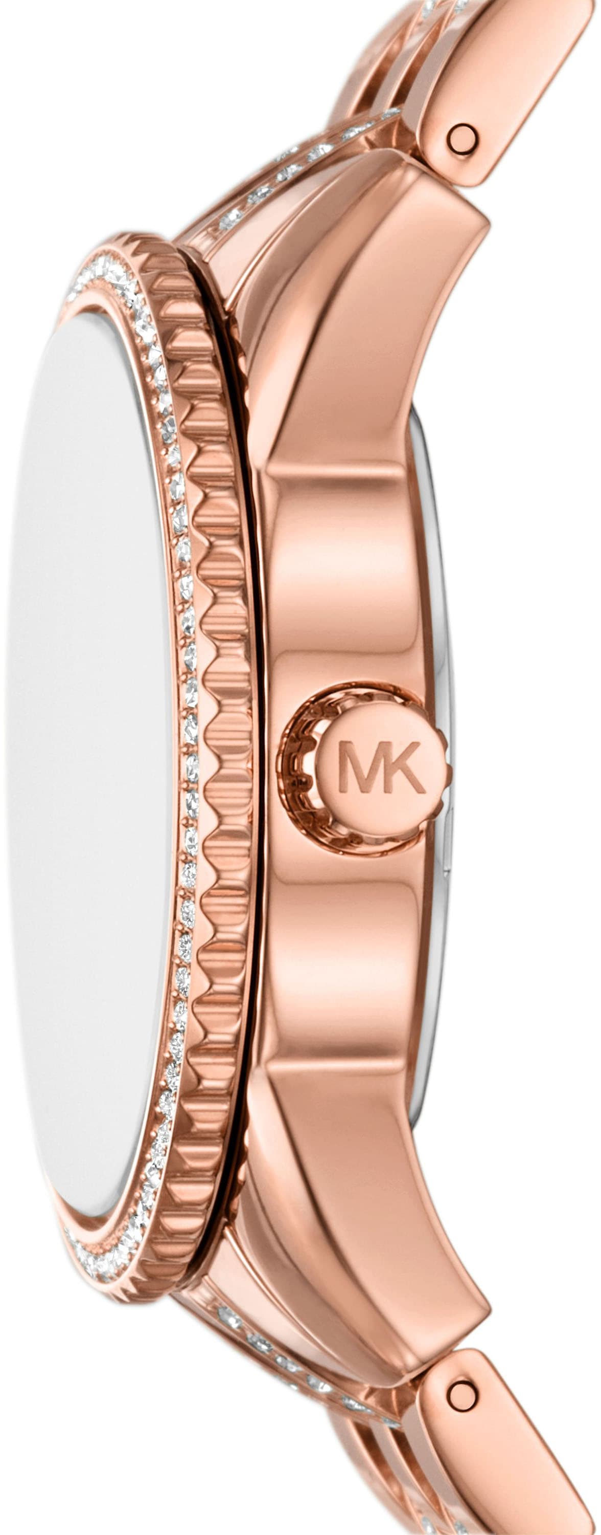 MICHAEL KORS Quarzuhr »BRYANT MK-Logo«, Armbanduhr, Damenuhr, Edelstahlarmband, analog, Glassteine