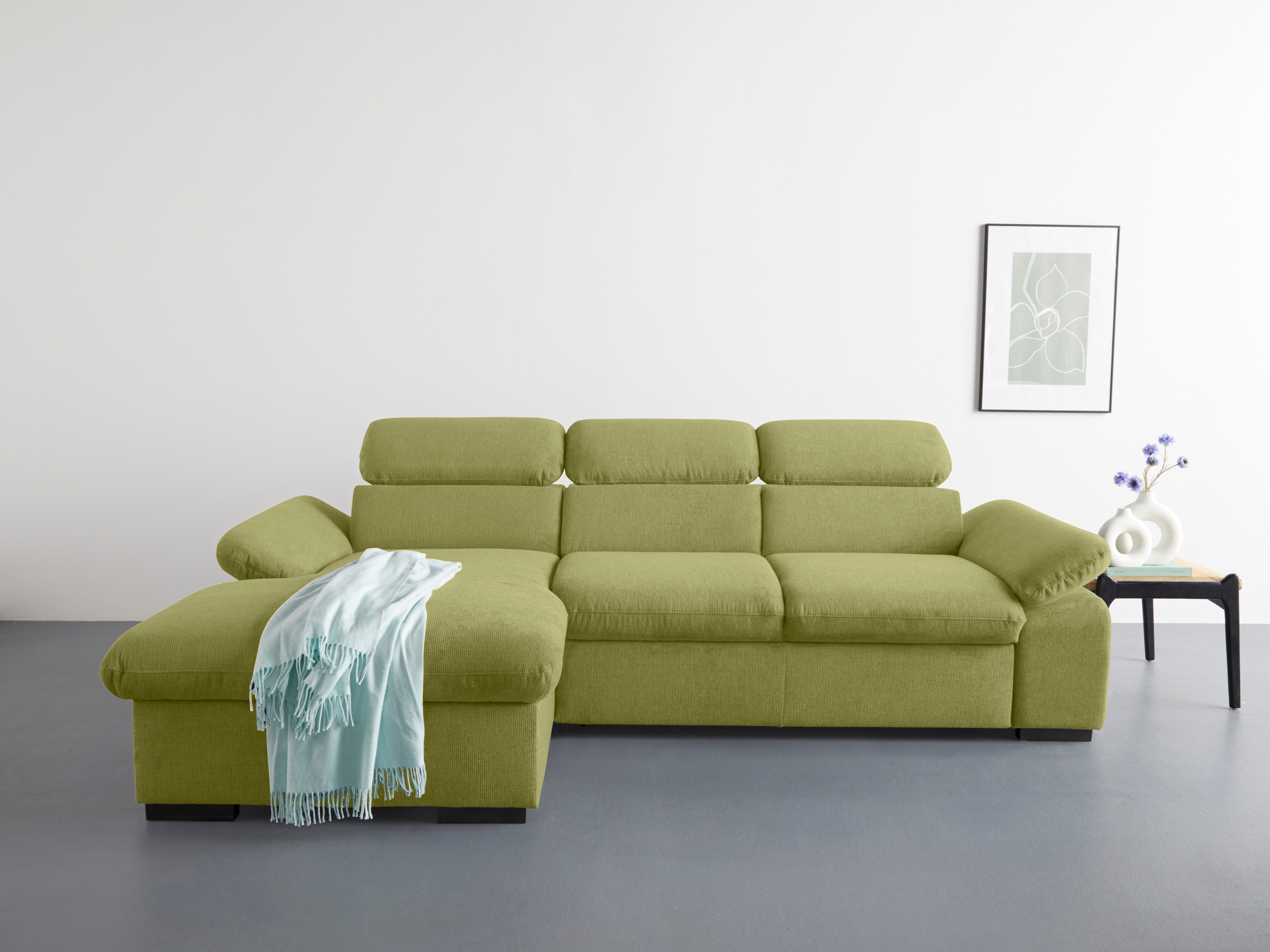 COTTA Ecksofa "Lola L-Form mit Kopfteilfunktion & Hocker" wahlweise mit Bet günstig online kaufen
