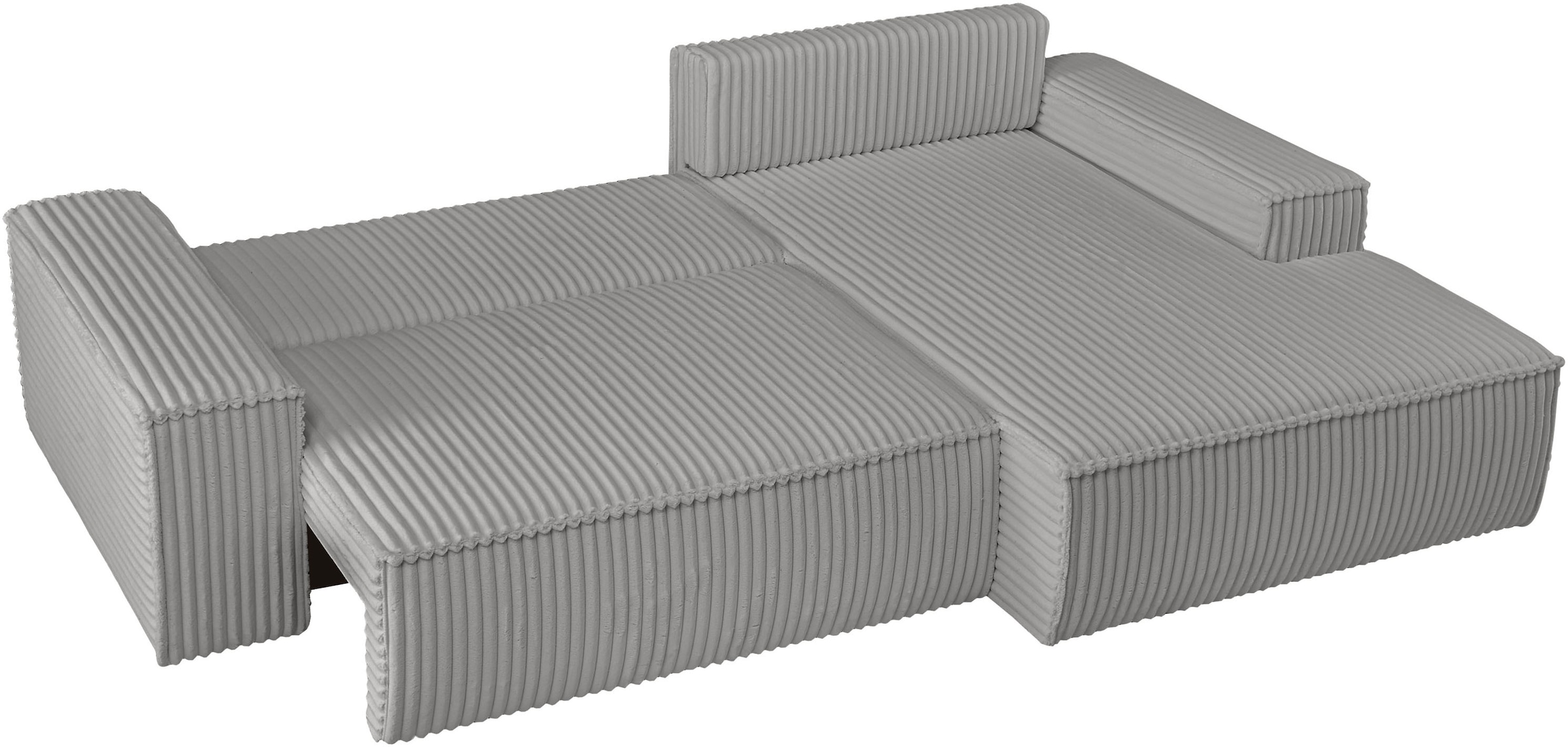 andas Ecksofa »Finnley Schlafsofa 267 cm in Bouclé, Struktur fein u. Cord, L-Form,«, Schlaffunktion m. Bettkasten (136/210 cm), Bouclé, Struktur und Cord
