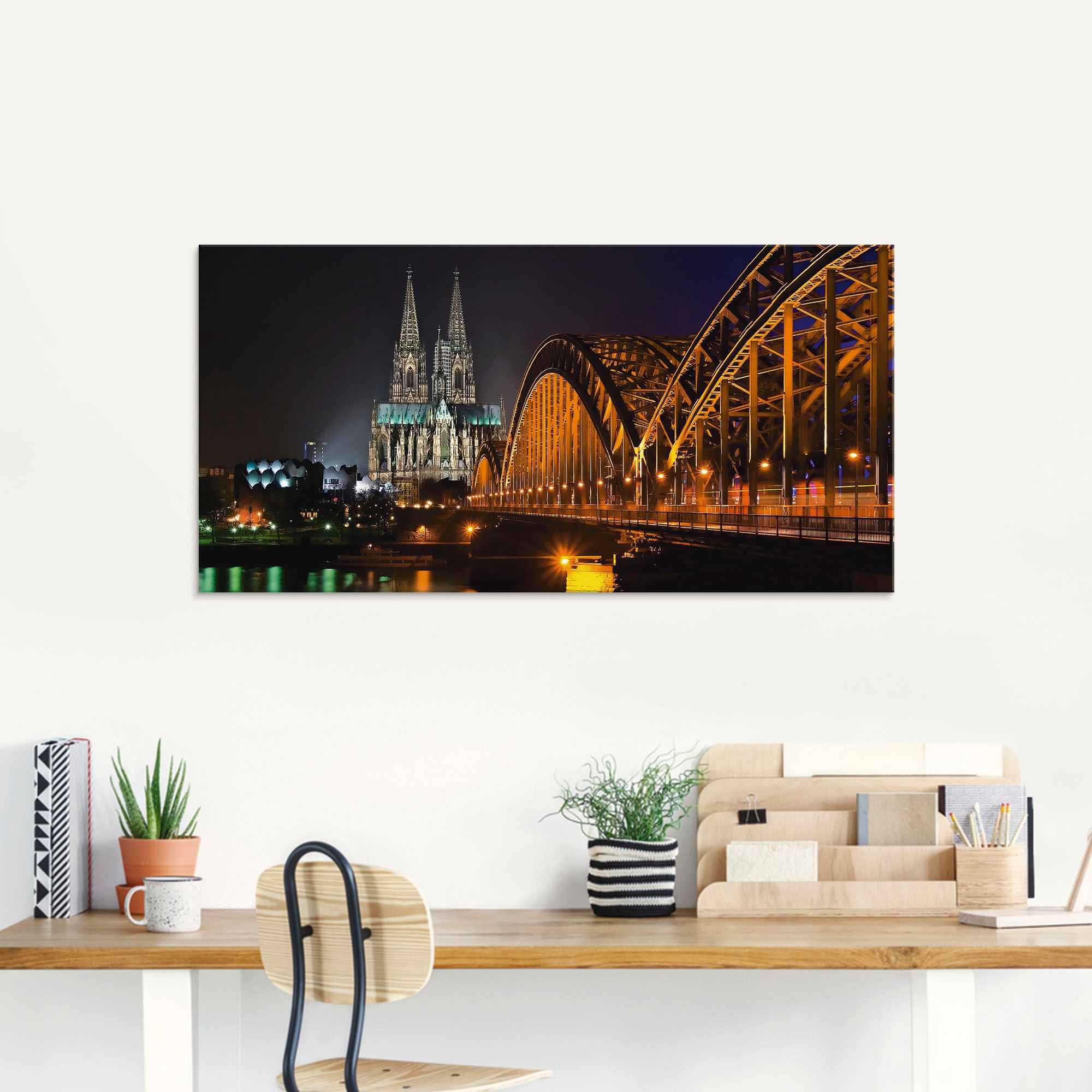 Artland Glasbild "Kölner Dom mit Brücke" Deutschland 1 Stk. tlg. in verschi günstig online kaufen