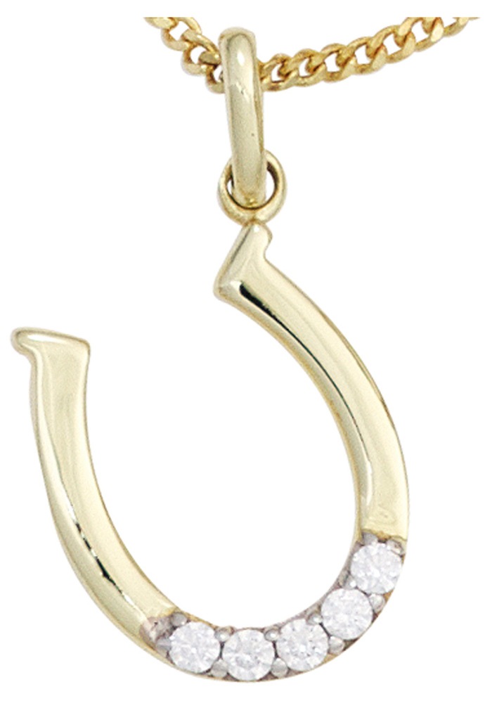 JOBO Kettenanhänger »Anhänger Hufeisen«, 333 Gold bicolor mit Zirkonia