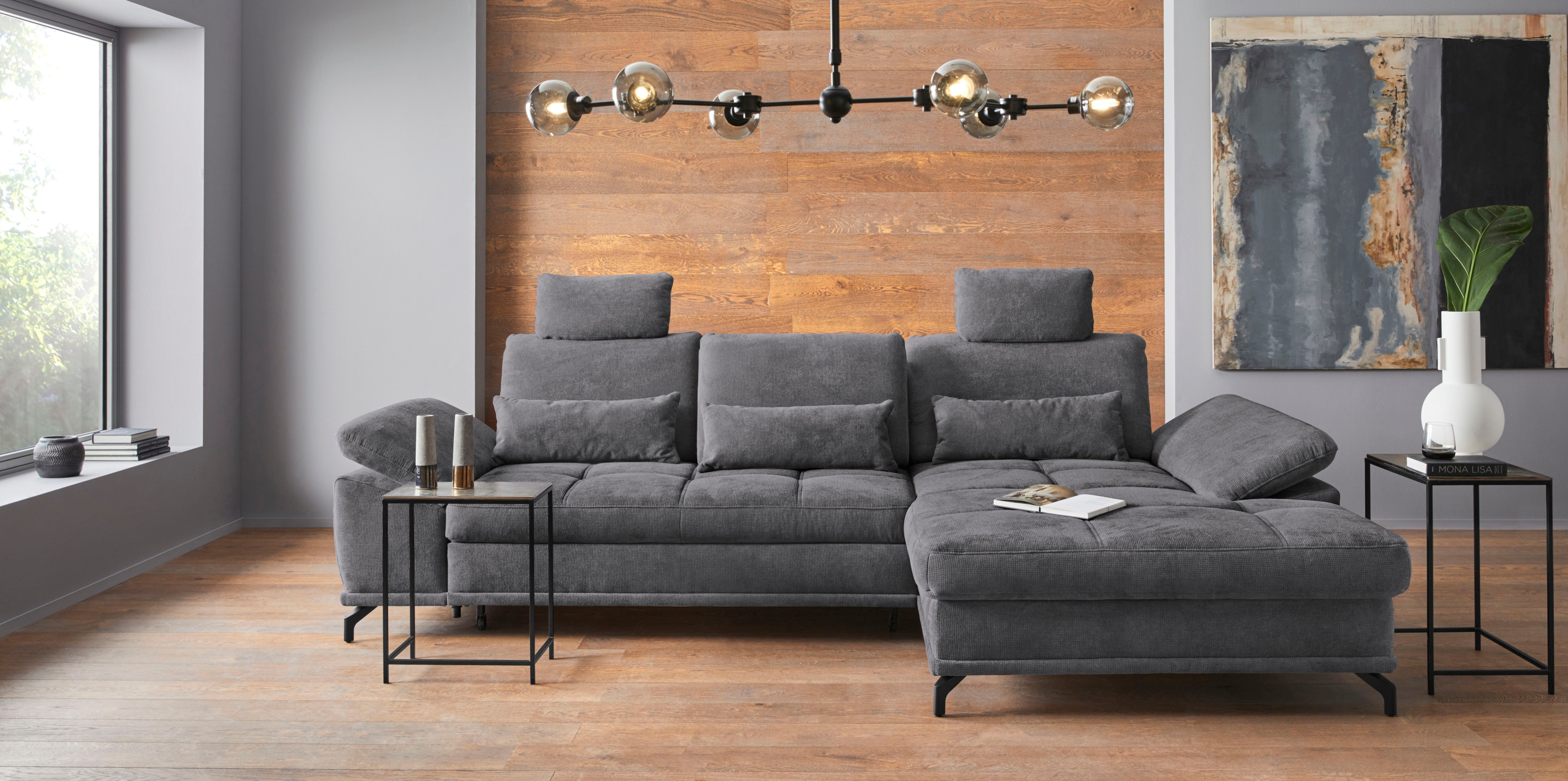 Thumbnail - PLACES OF STYLE Ecksofa "Costello L-Form, B: 301 cm mit Sitztiefen-, Armteilverstellung &" 3 Nierenkissen, optional Bett...