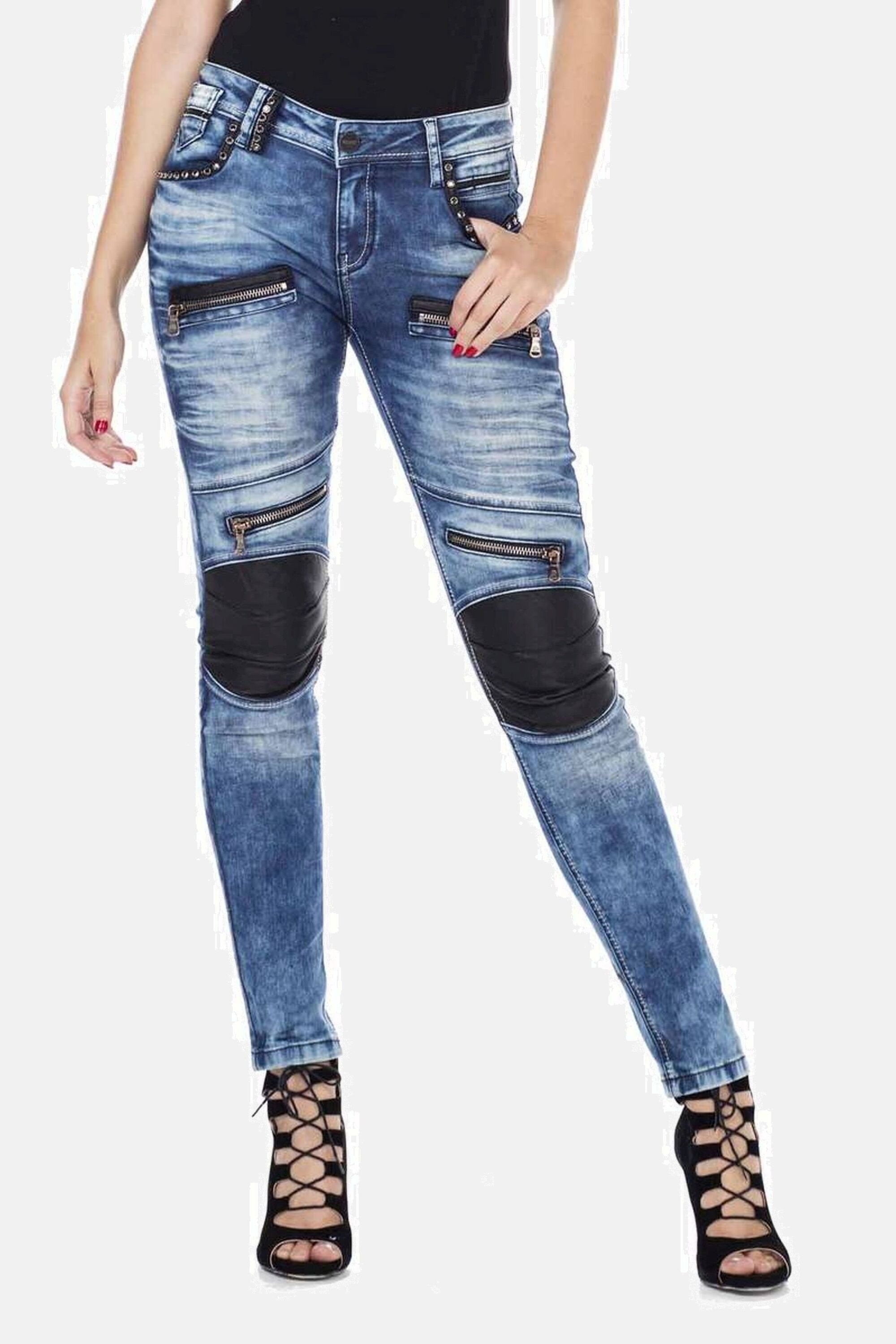 Cipo & Baxx Skinny-fit-Jeans "Jeans", mit angesagten Applikationen, WD346