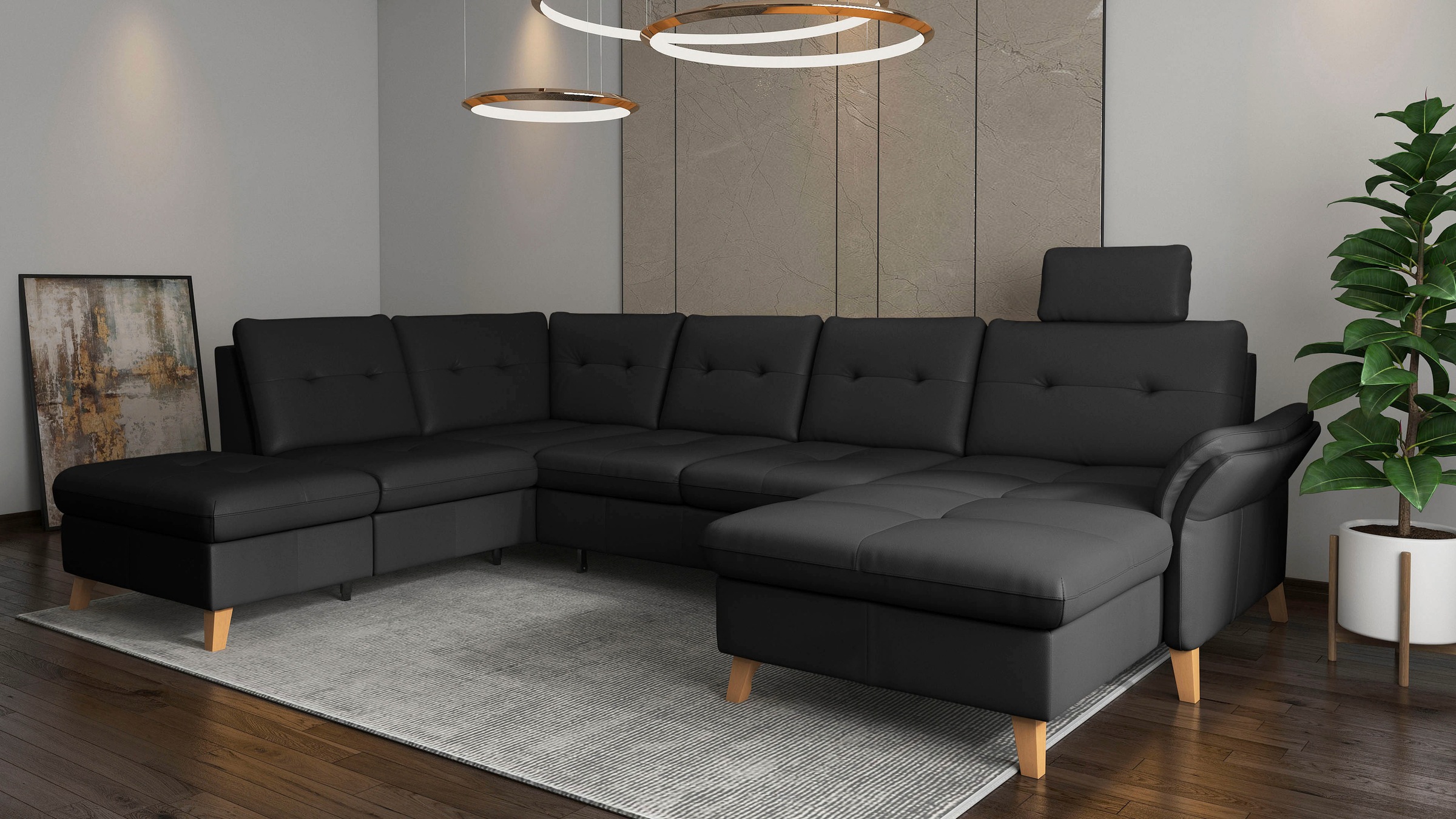 sit&more Wohnlandschaft »Göteborg«, inkl. Sitztiefenverstellung, wahlweise mit Bettfunktion & Bettkasten