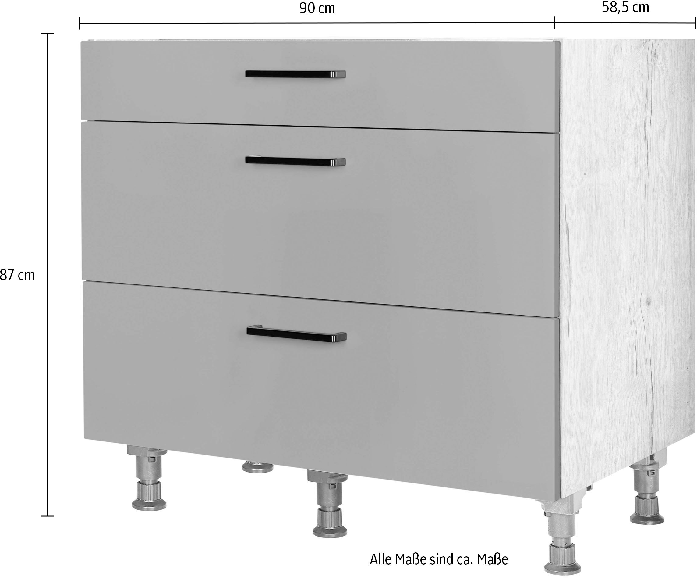 nobilia® Kochfeldumbauschrank »"Easytouch", vormontiert, mit Schubkasten und Auszügen,«, in den Breiten 60 und 90 cm