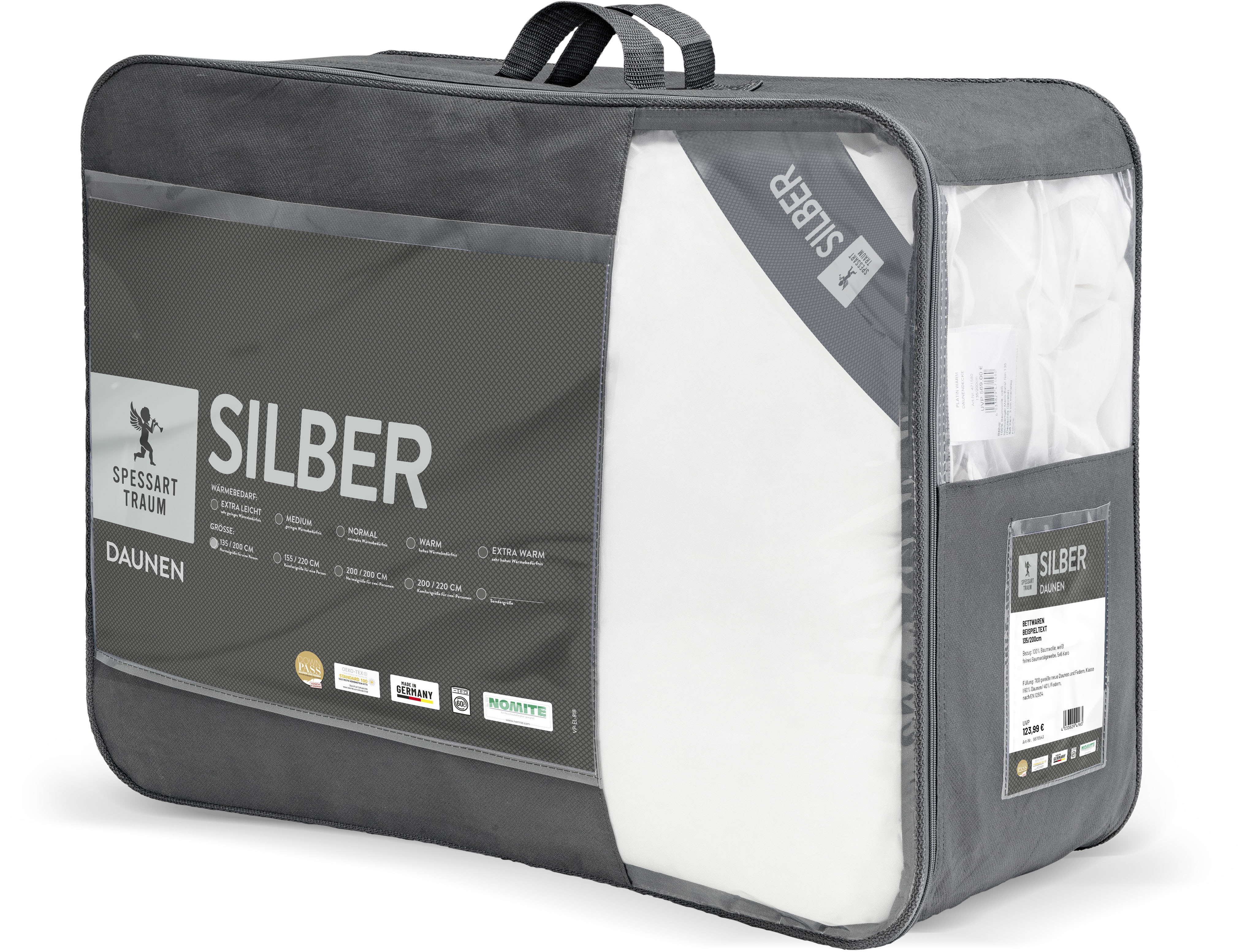 Thumbnail - SPESSARTTRAUM Daunenbettdecke "Silber" extrawarm Füllung 100Daunen 1 Stk. tlg. hergestellt in Deutschland, allergikerfre...