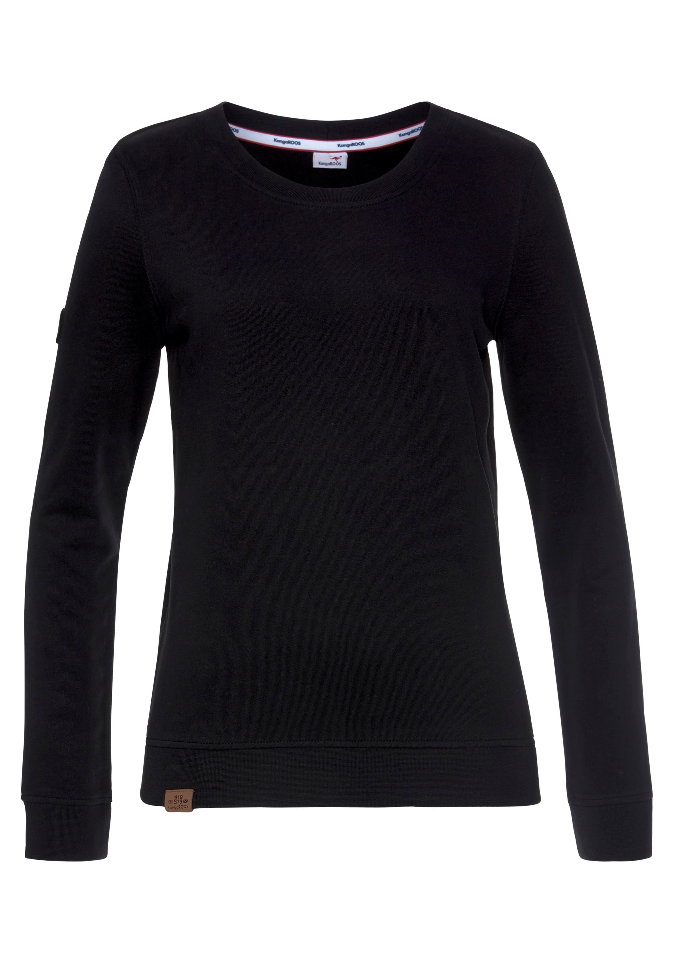 KangaROOS Sweatshirt, Langarm, figurbetonter Schnitt, unifarben, Rundhalsausschnitt