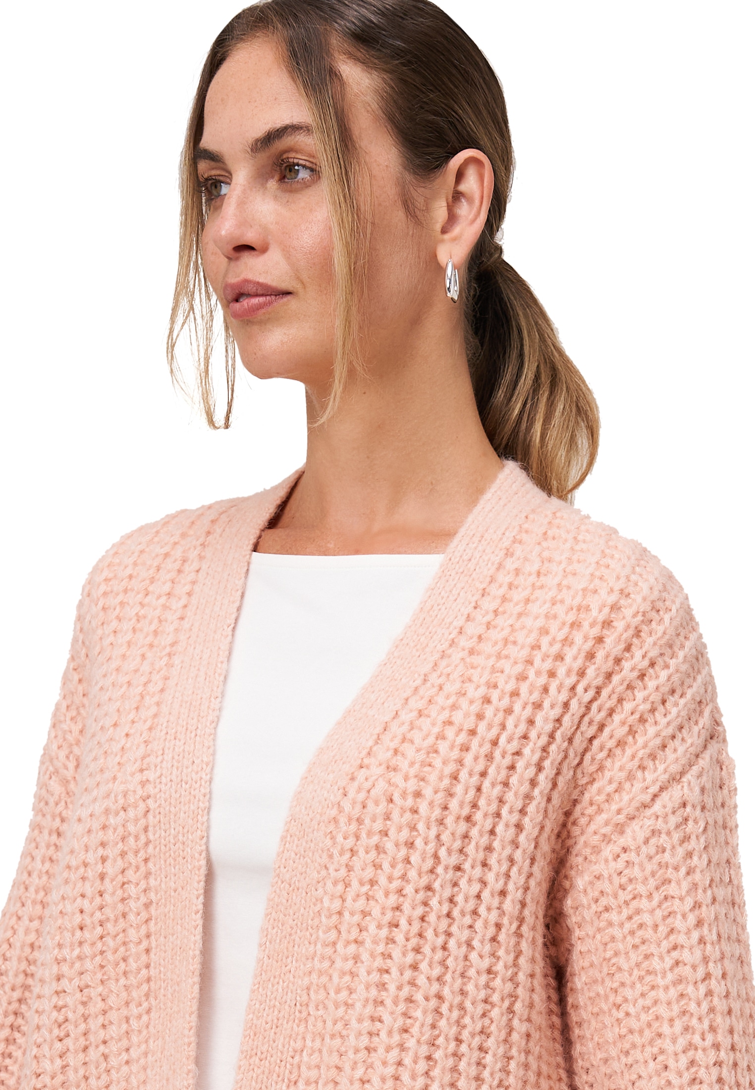 Zero Strickjacke »zero Damen Grobstrickjacke offener Style«, Plain/ohne Details