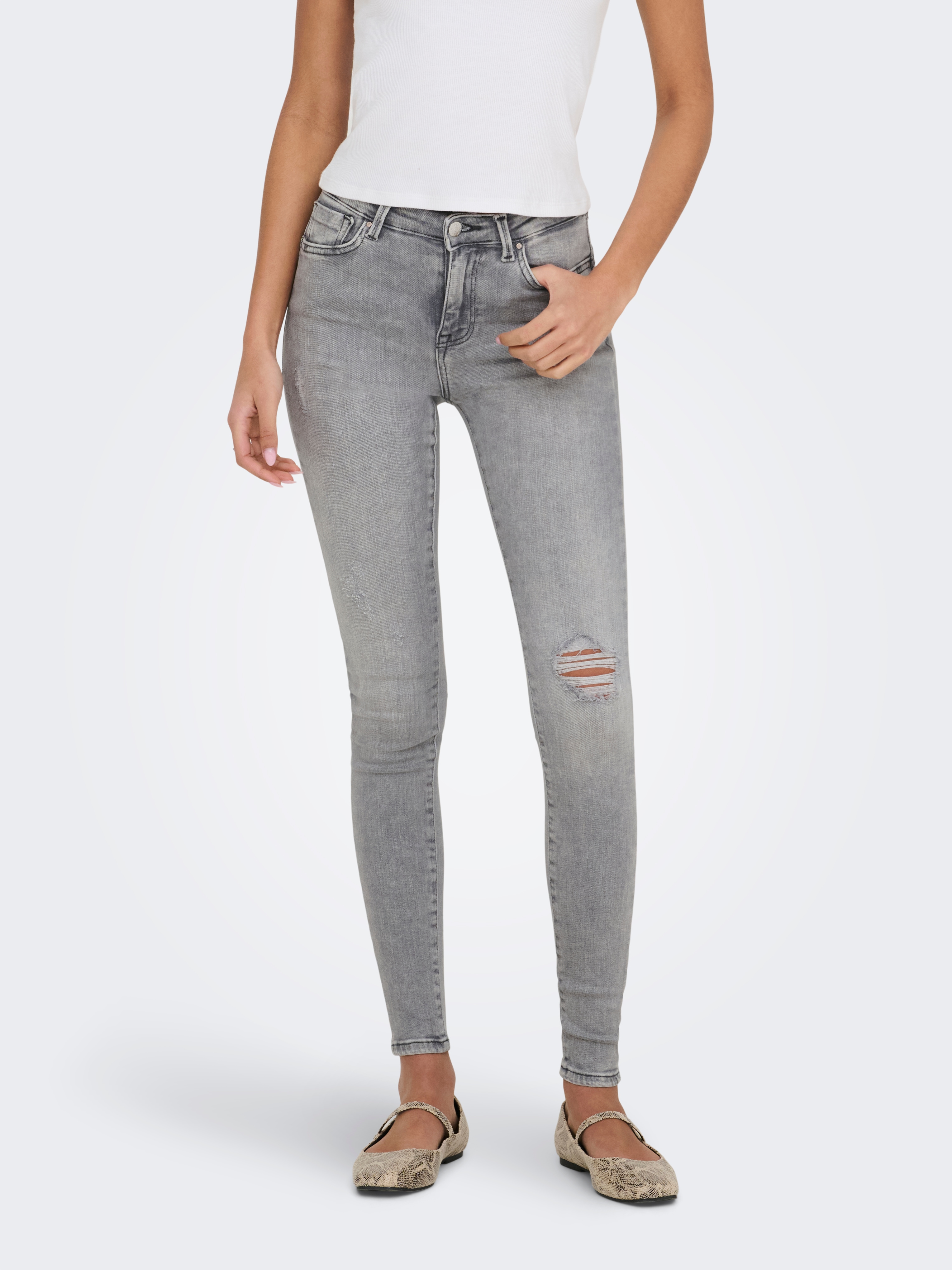 ONLY "ONLPOWER LIFE MID PUSH" Baumwollmischung, skinny fit, regular waist