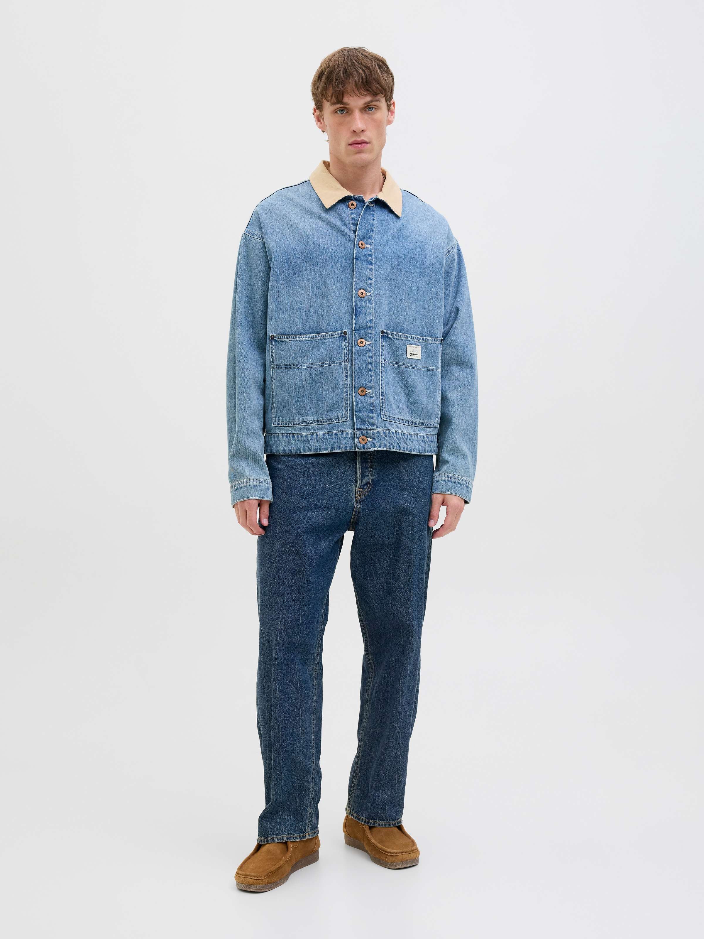 Relax-fit-Jeans JACK & JONES "JJIEDDIE mit hoher Taille und lockerer Passform", Herren, Gr. 33, Länge 32, blau (blau denim), Denim/Jeans, Obermaterial: 100% Baumwolle, leichte Abriebeffekte, loose fit lang, Jeans, Baumwolle, relax fit 3