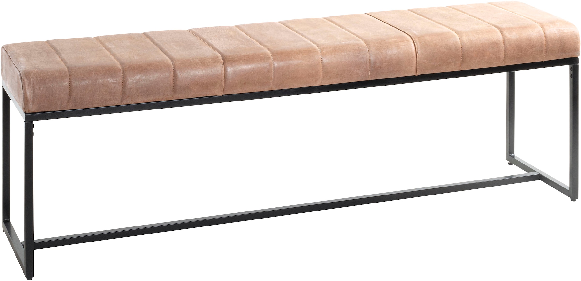 HAKU Polsterhocker "Flurbank, Garderobenbank, Sitzbank" rechteckig - aus Leder Braun - B/T/H 150/38/48 cm
