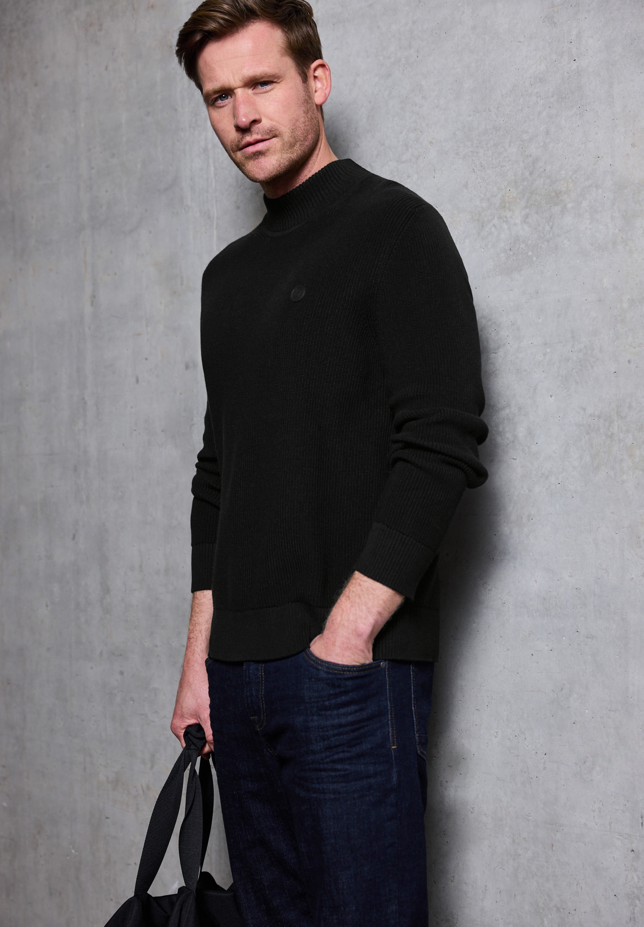 STREET ONE MEN Strickpullover aus reiner Baumwolle