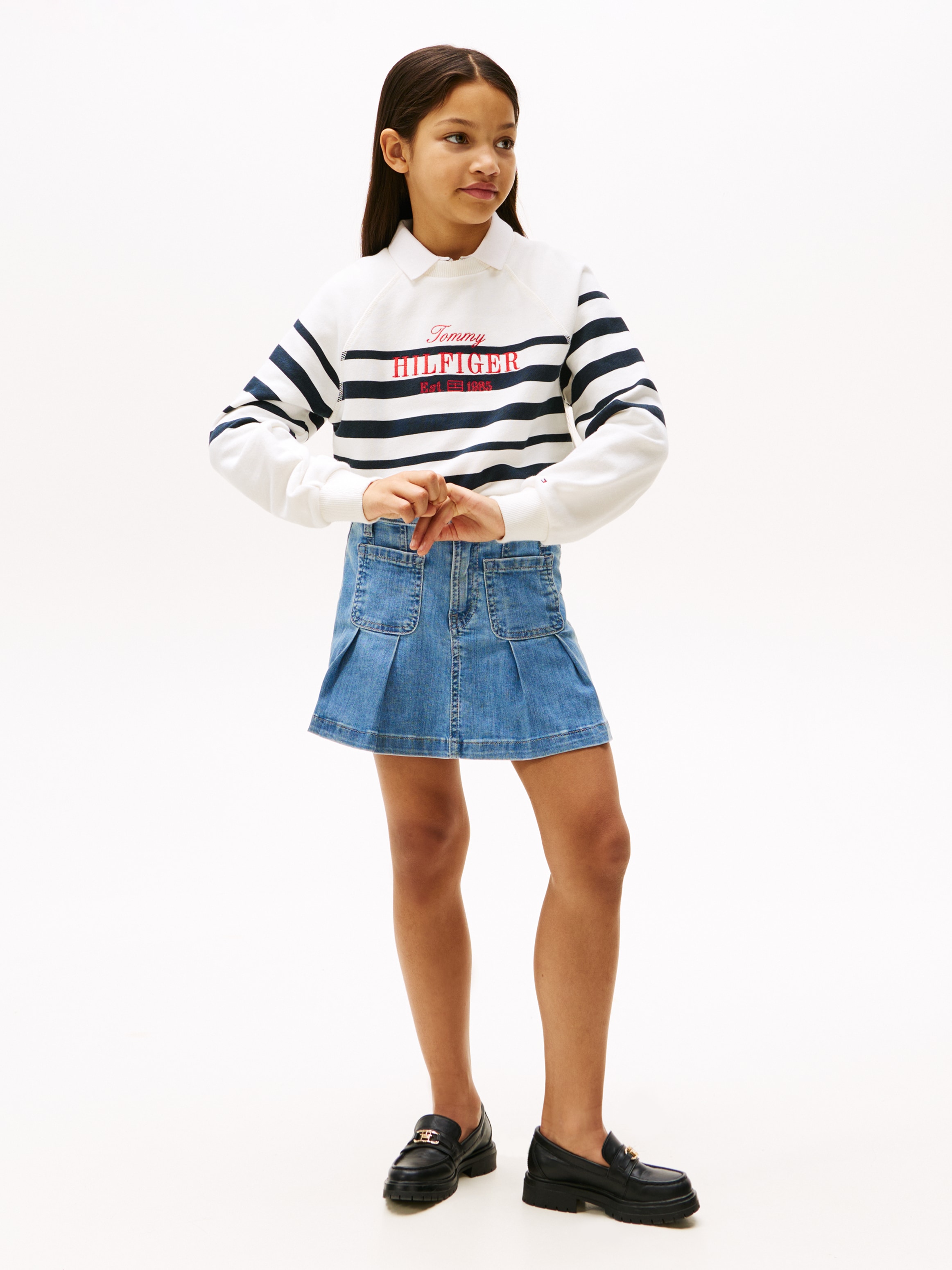 Tommy Hilfiger Faltenrock »DENIM SKIRT PLEATED«, in blauer Waschung
