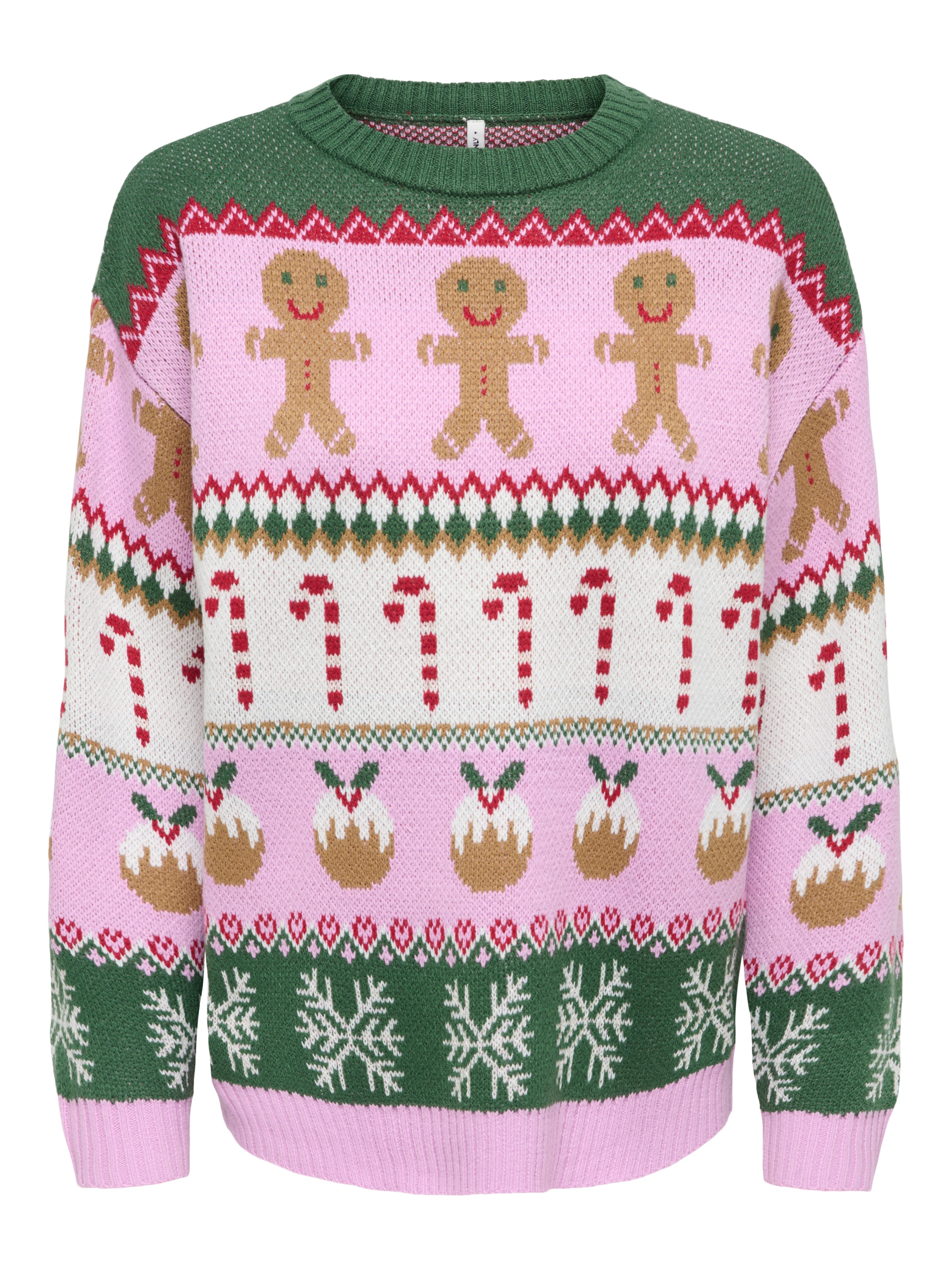 ONLY Weihnachtspullover »ONLXMAS HO LS O-NECK KNT« Kunstfaser, regular fit, X-Mas Strickmuster