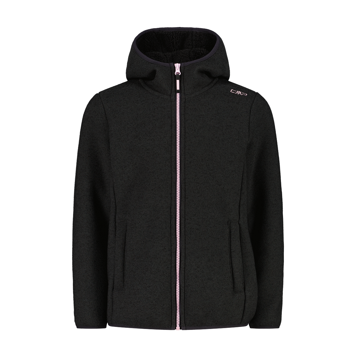 CMP Strickfleecejacke mit fester Kapuze, aus Polyester, sportlicher Stil