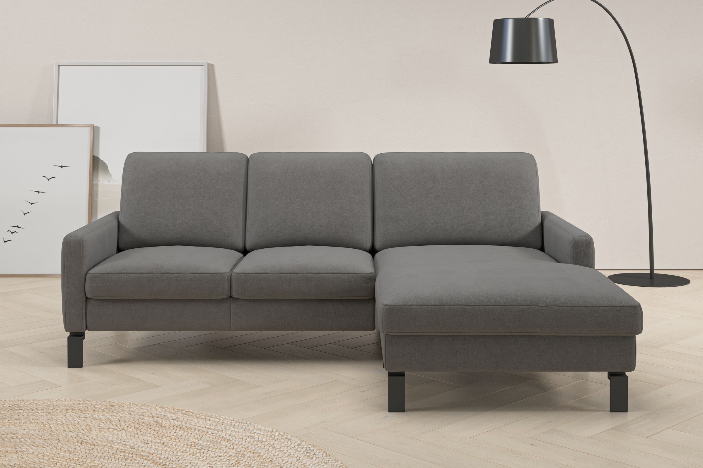 Home affaire Ecksofa "Lecce, L-Form, Federkernpolsterung, Breite 224 cm" inkl. saugroboterfreundliche Höhe & schmale Armlehnen