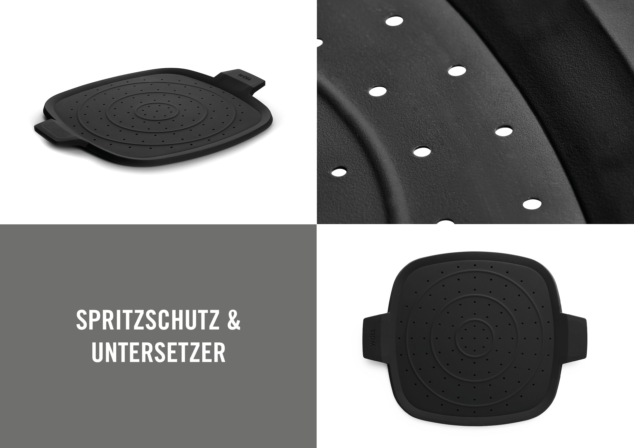 WOLL Spritzschutzdeckel »WOLL Silikonspritzschutz, viereckig« Hitzebeständig, Spülmaschinengeeignet, für Pfannen und Töpfe