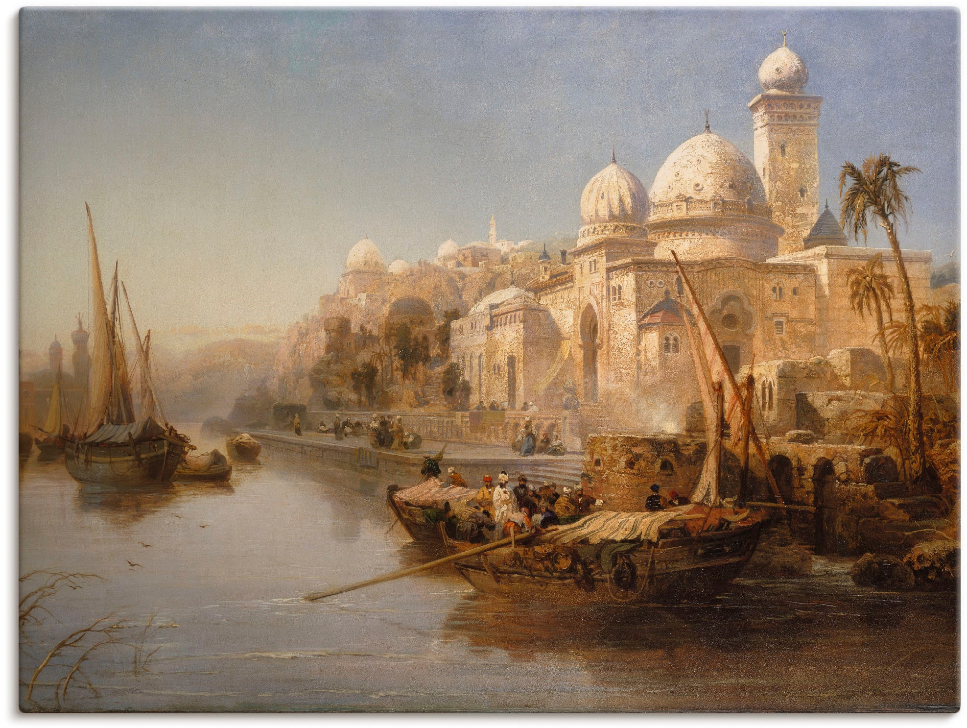 Artland Leinwandbild "Segelboote an einem maurischen Palast.", Boote & Schiffe, (1 St.), auf Keilrahmen gespannt