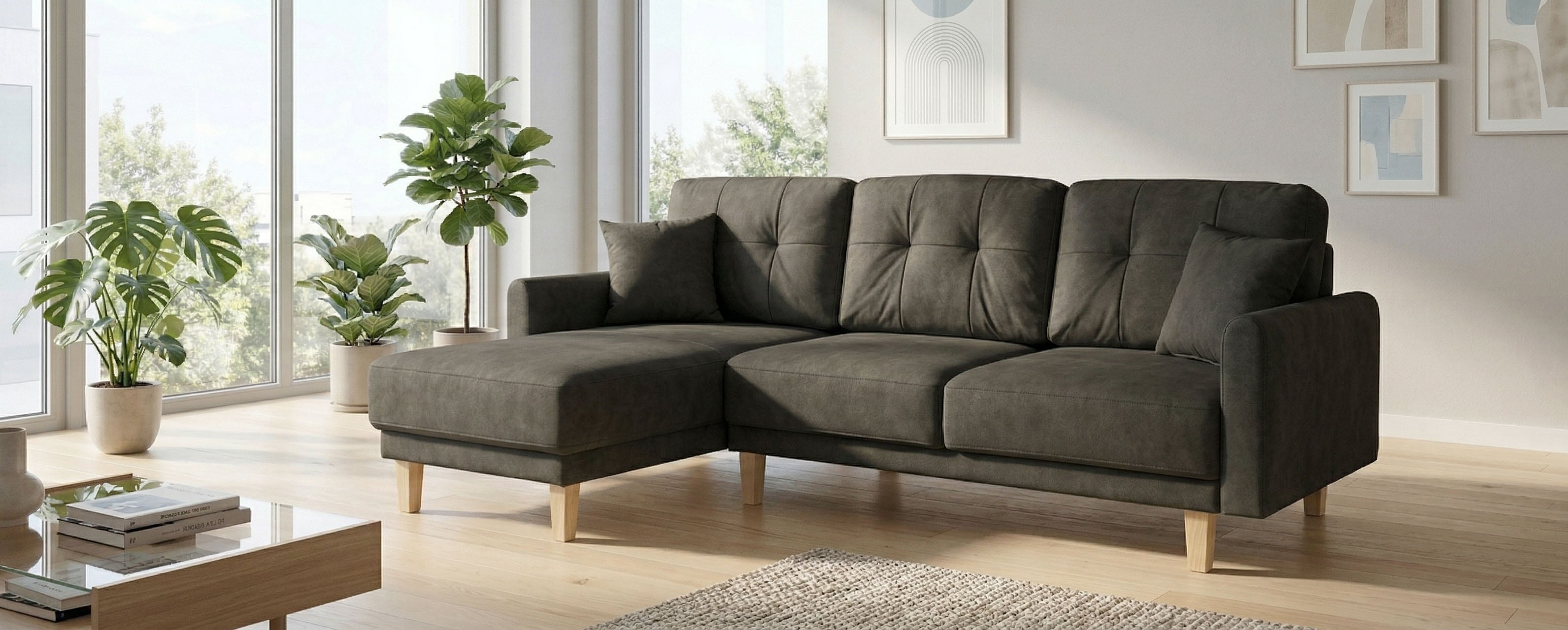OTTO home Ecksofa "TRIPLO optionale Schlafsofa mit Bettkasten, Maße B/T/H: 234/164/89 cm" L-Form wahlweise mit Bettfunktion - Liegefläche 132x210 cm
