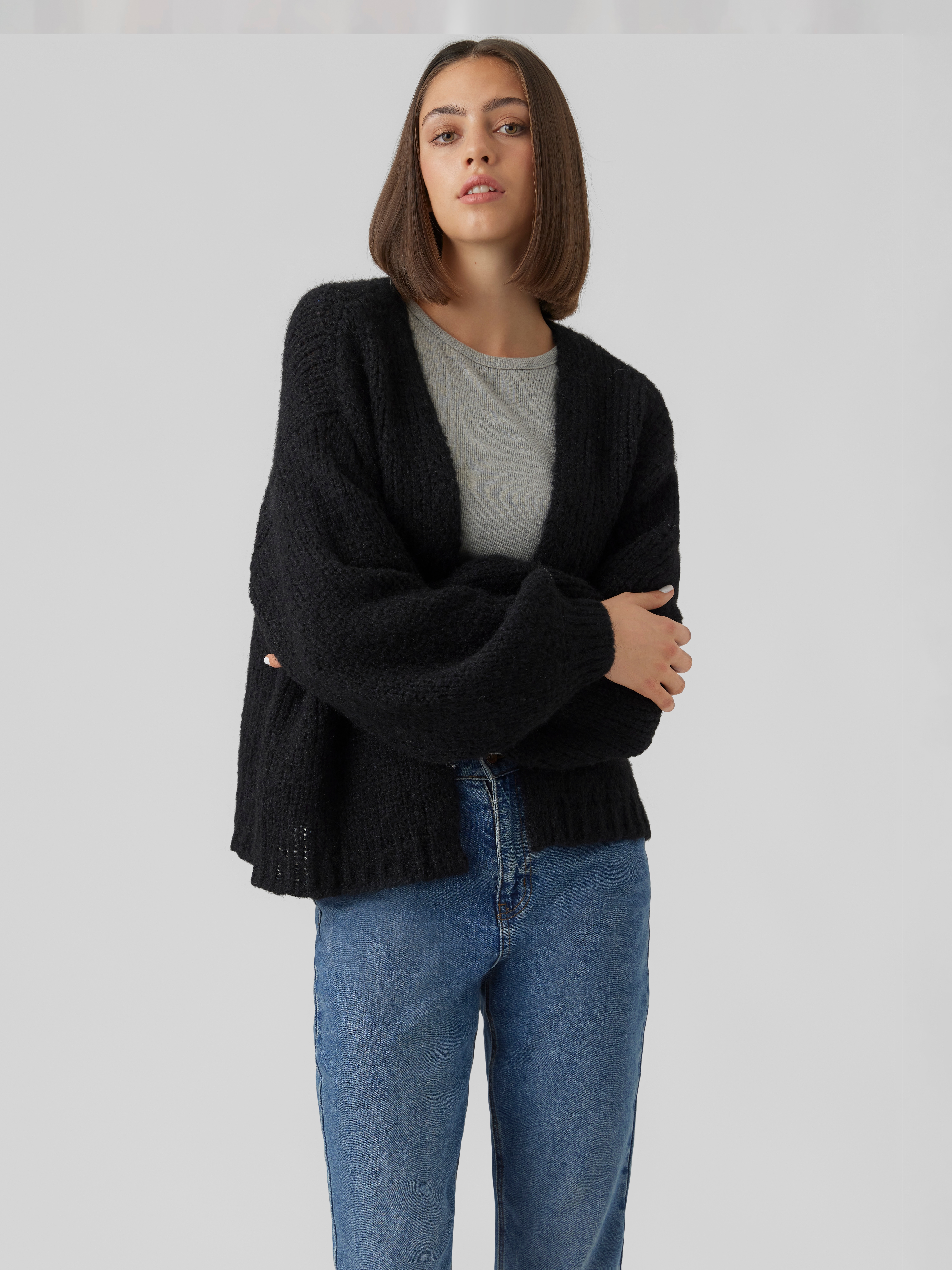 Vero Moda "VMMAYBE LS OPEN CARDIGAN GA REP" Kunstfaser, oversize