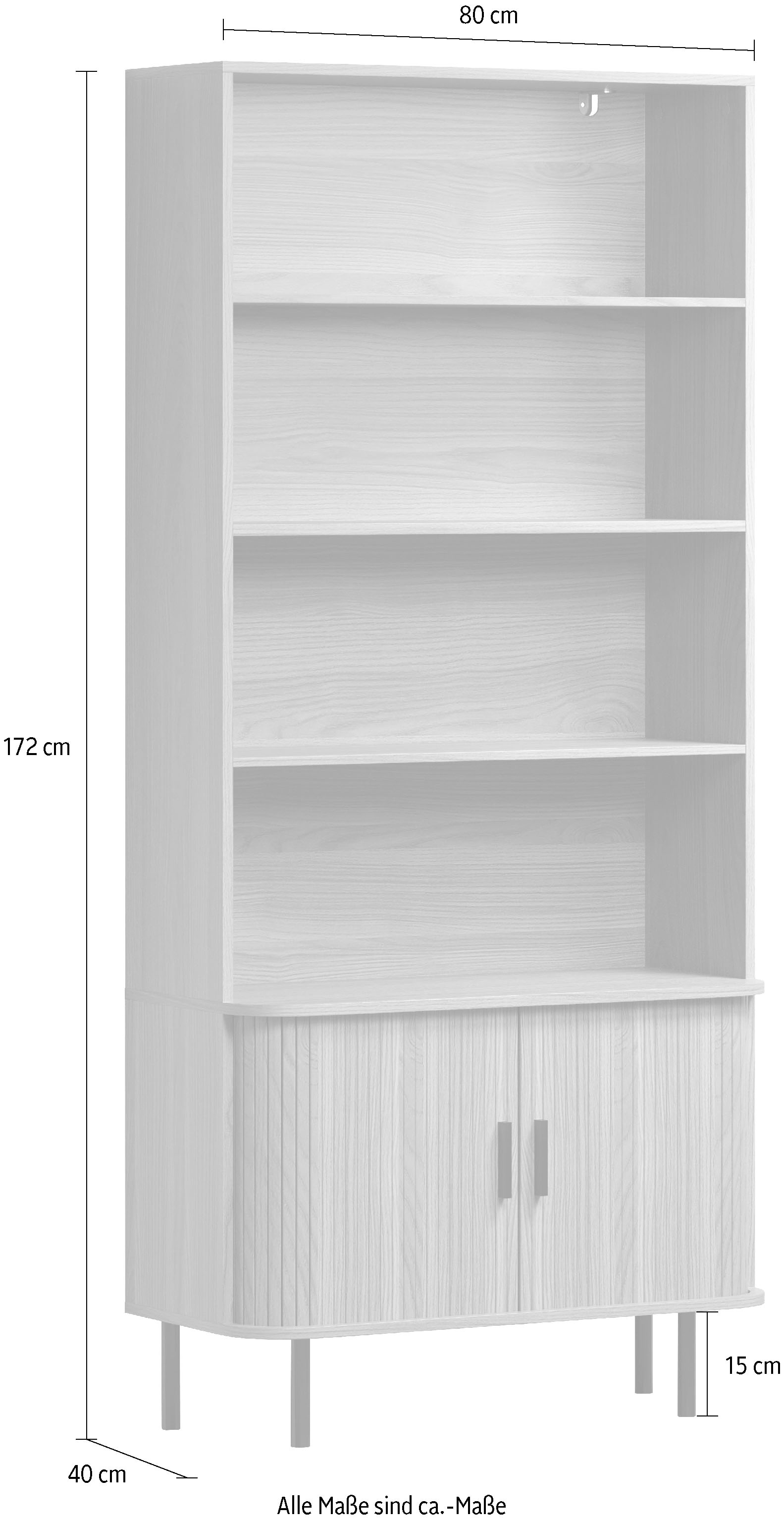 Home affaire Bücherregal »Ronda« 1 Stk. tlg. Standregal mit Schiebetüren - Maße (B/T/H) 80/40/172 cm