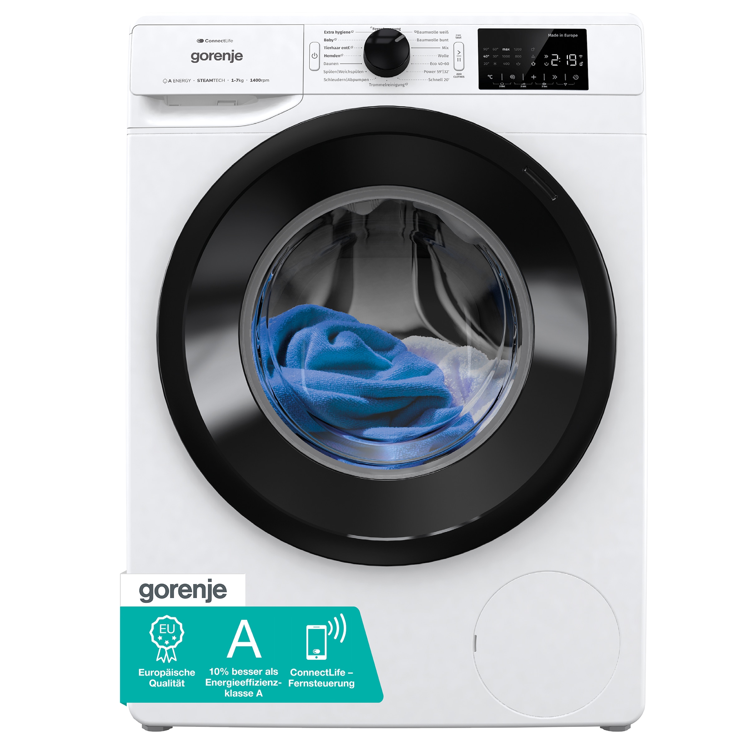 GORENJE Waschmaschine »WPNEI74A1TS«, 7 kg, 1400 U/min, Energieklasse A-10%