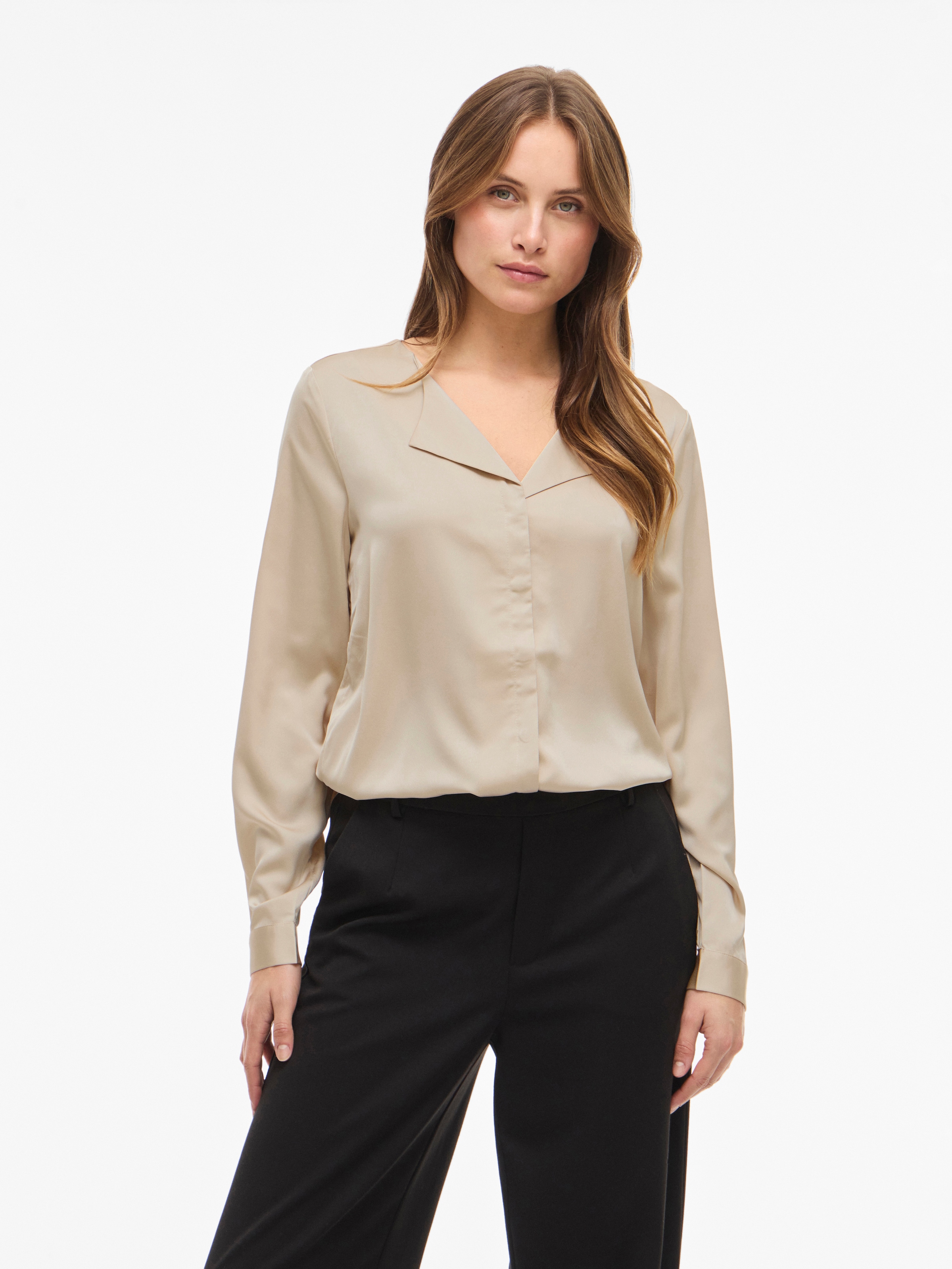 Vila "VIELLETTE V-NECK L/S SATIN SHIRT - NOOS"