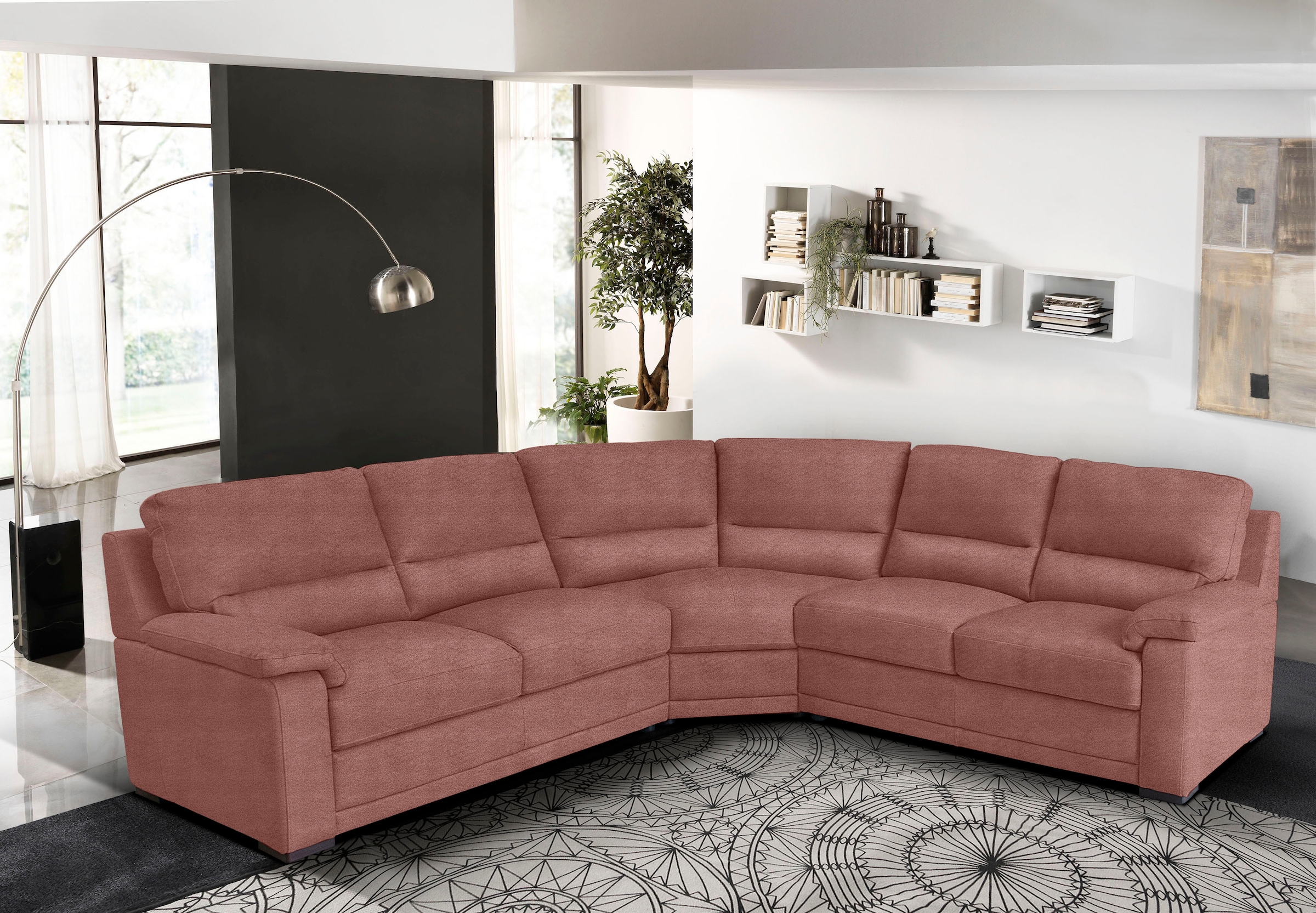 Egoitaliano Ecksofa "Doris, modernes Designerecksofa in hochwertigen Microfaserqualitäten" edle Detailverarbeitung, wahlweise fleckenabweisend oder in Lederoptik