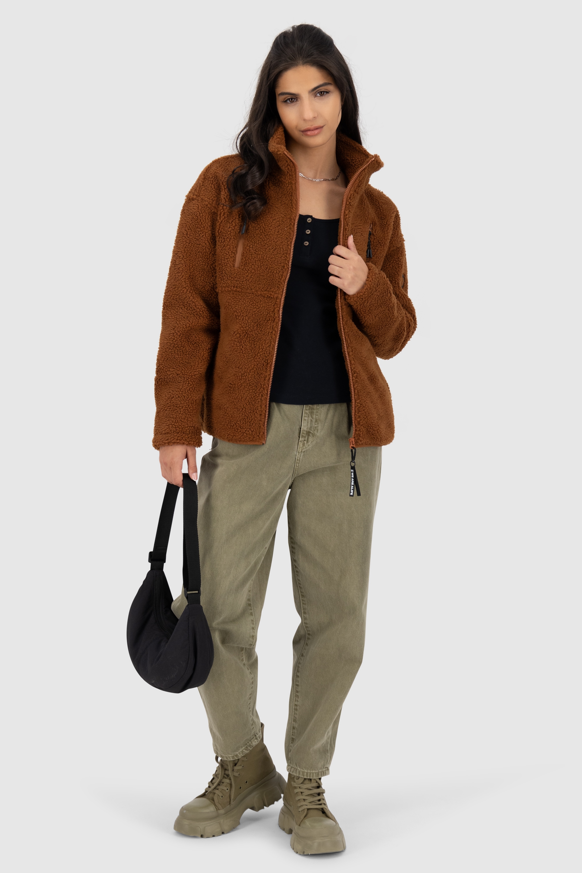 Alife & Kickin Sweatjacke »Damen KaluaAK G«, Warme Teddyplüschjacke mit kuscheligem Fleece-Innenfutter