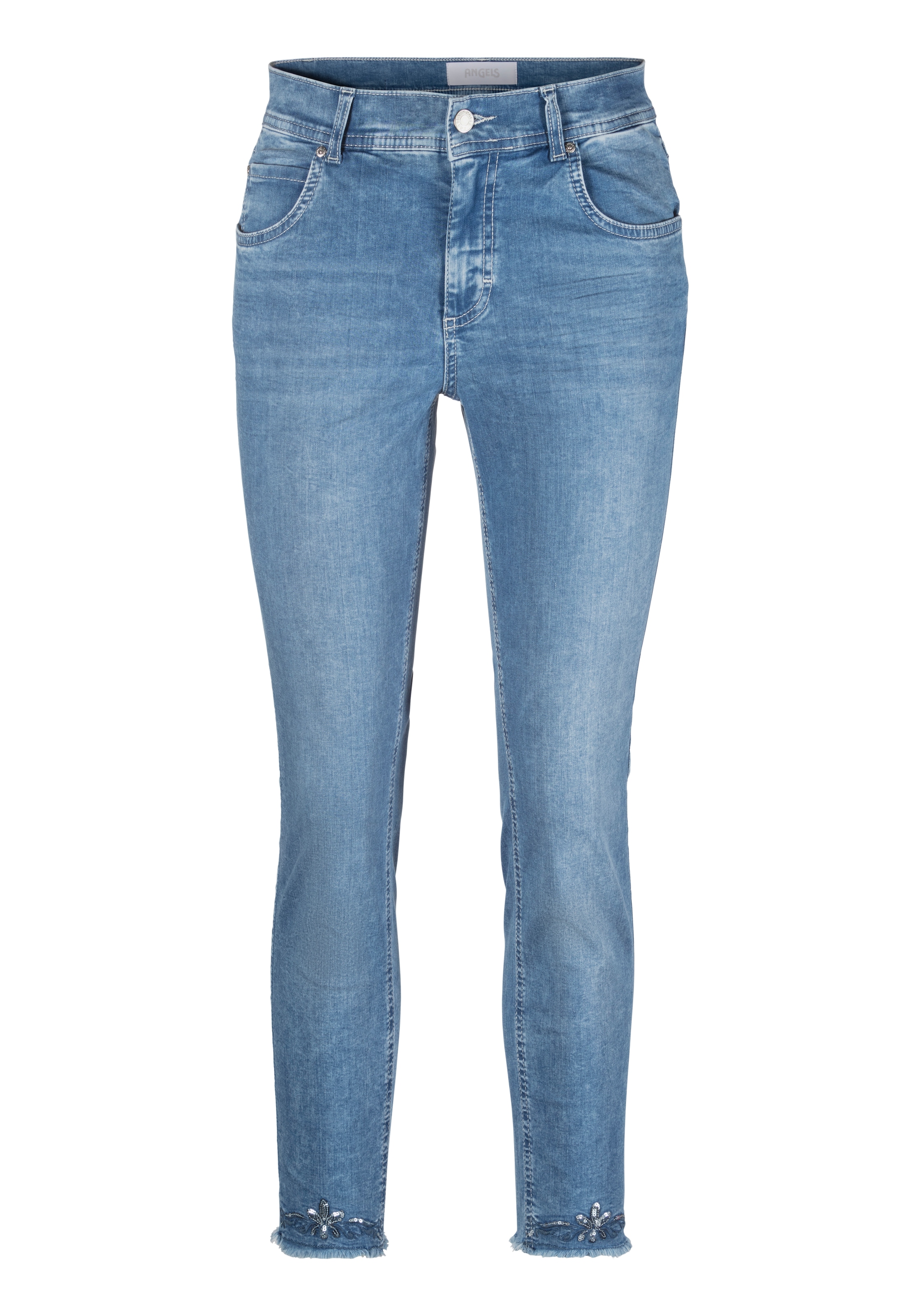 ANGELS 7/8-Jeans »ORNELLA FRINGE SEQUIN«, mit Stickerei und Paillettenverzierungen am Beinabschluß