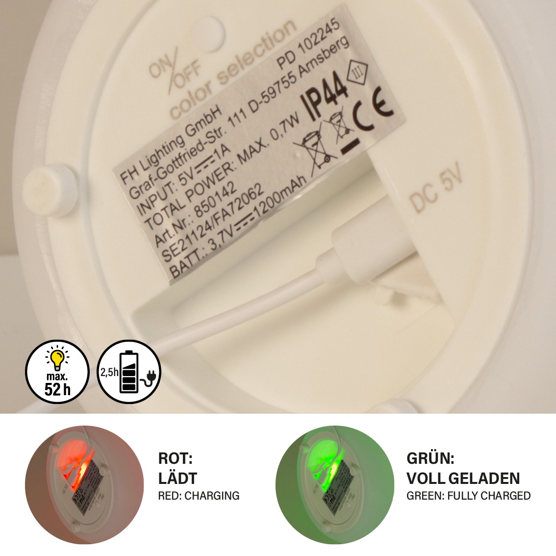 easy! BY FHL Außen-Tischleuchte »Ruby« LED-Modul 1 Stk. LED,MobilesLicht,Akkulampe,Farbwechsel,Dimmbar