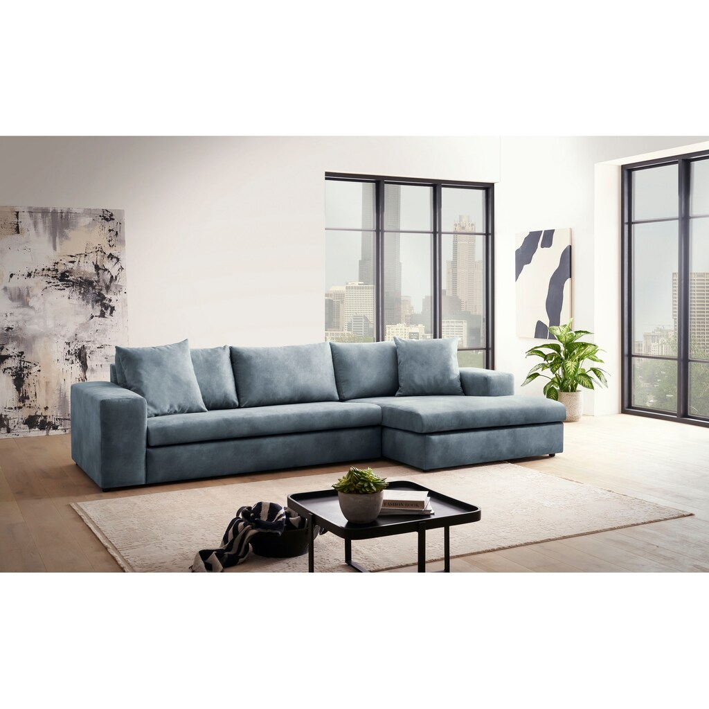 andas Ecksofa »SLEETLAND XXL in Samtvelours oder Vintage-Leder-Optik, L-Form,«