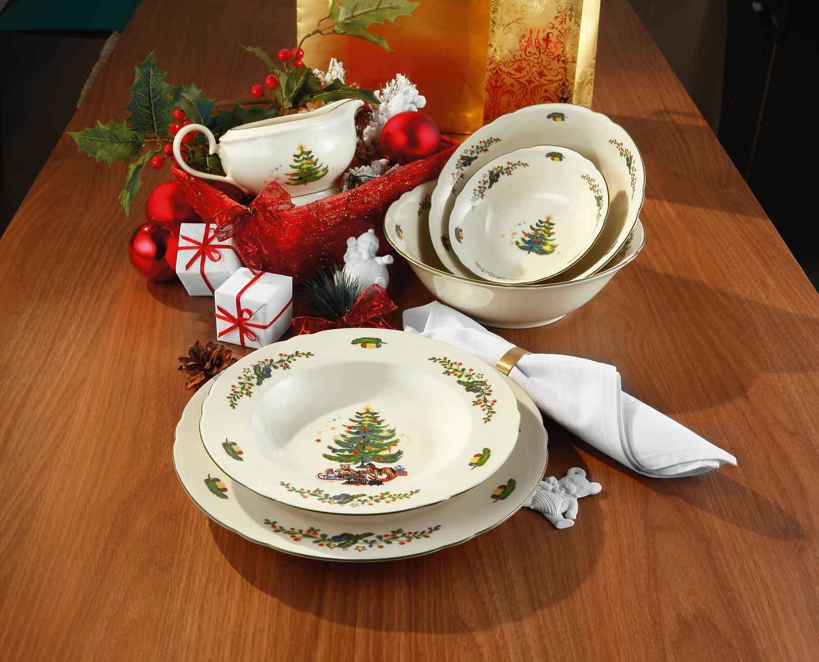 Seltmann Weiden Speiseteller »Speiseteller Marieluise Weihnachten ø 27,3 cm 6er Set weiß-grün« Spülmaschinengeeignet, Mikrowellengeeignet, Ofenfest, Salamandergeeignet, Kühlschrankgeeignet, Gefrierschrankgeeignet