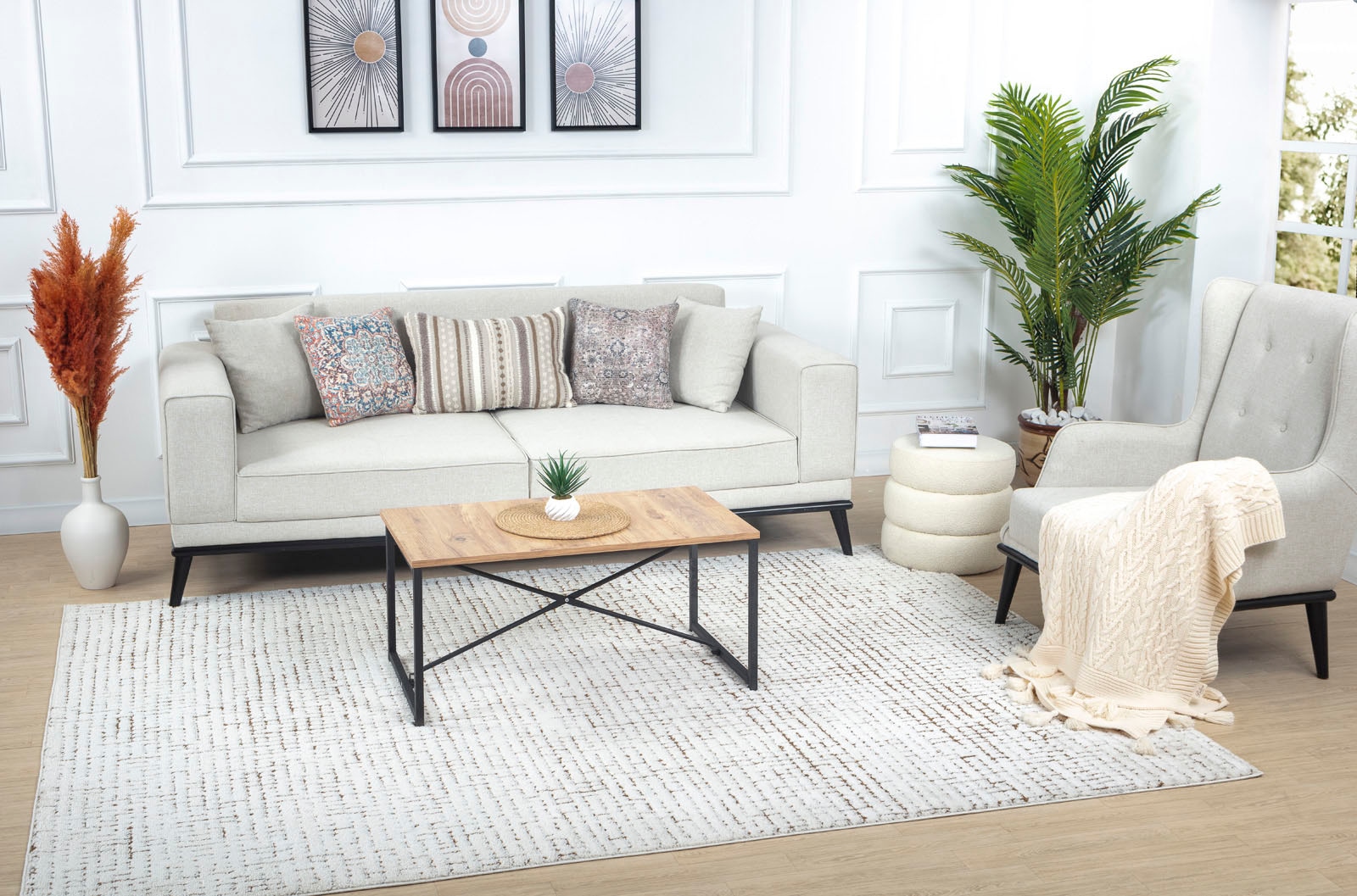Livabliss Teppich »PRAGUE«, rechteckig, 14 mm Höhe, Skandi Design, Modern Boho Kurzflor Wohnzimmerteppich, Schlafzimmer