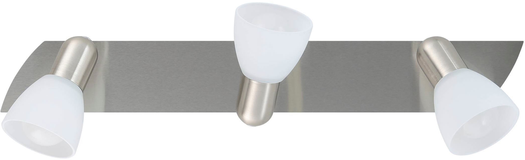 EGLO Deckenleuchte »Enea Deckenlampe, Deckenstrahler aus Metall und Glas, E14, Lampe« E14 1 Stk. Spot - L50 x B7 cm - nickel-matt - 3X40W exkl.
