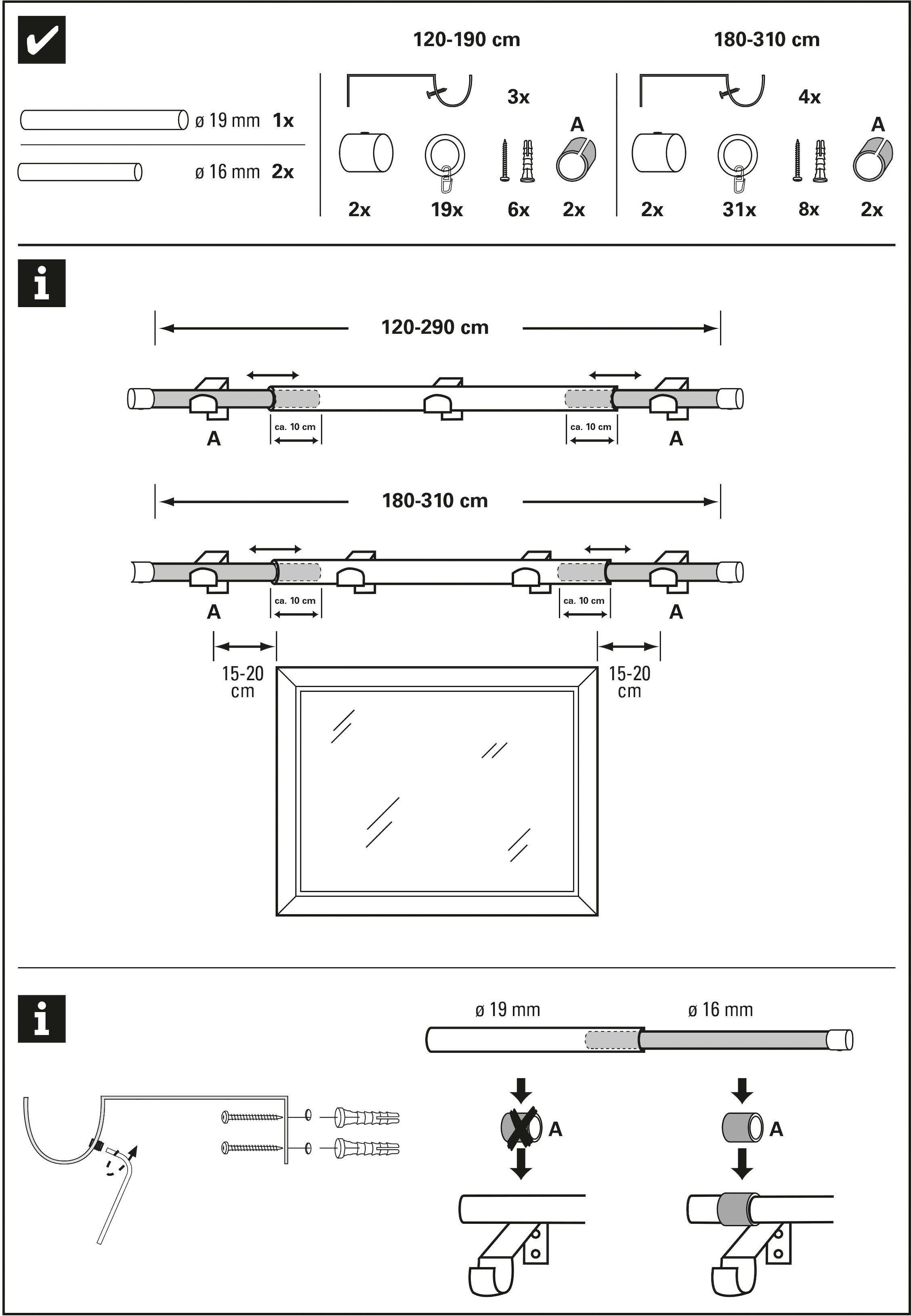 GARDINIA Gardinenstange »Gardinenstangen Set läufig-läufig, Metall«, Rechnung 1 BAUR ausziehbar, 1-Lauf | auf