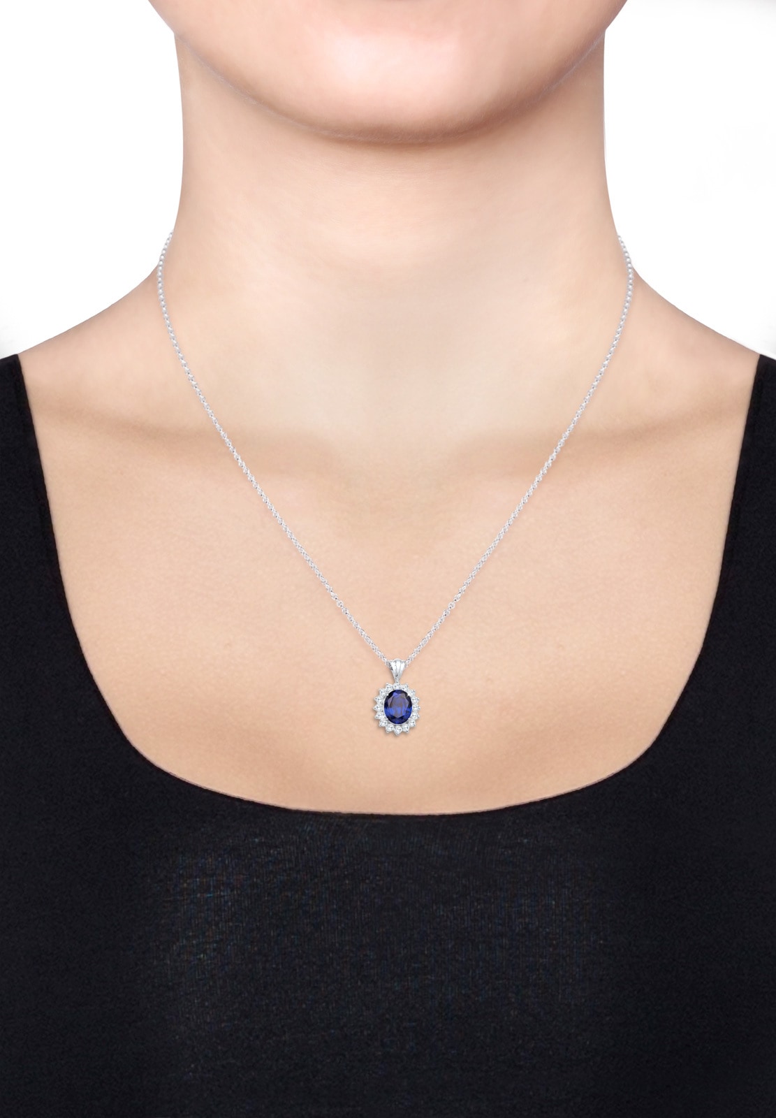Elli Collierkettchen »Zirkonia Synthetischer Saphir Blau 925 Sterling Silber«