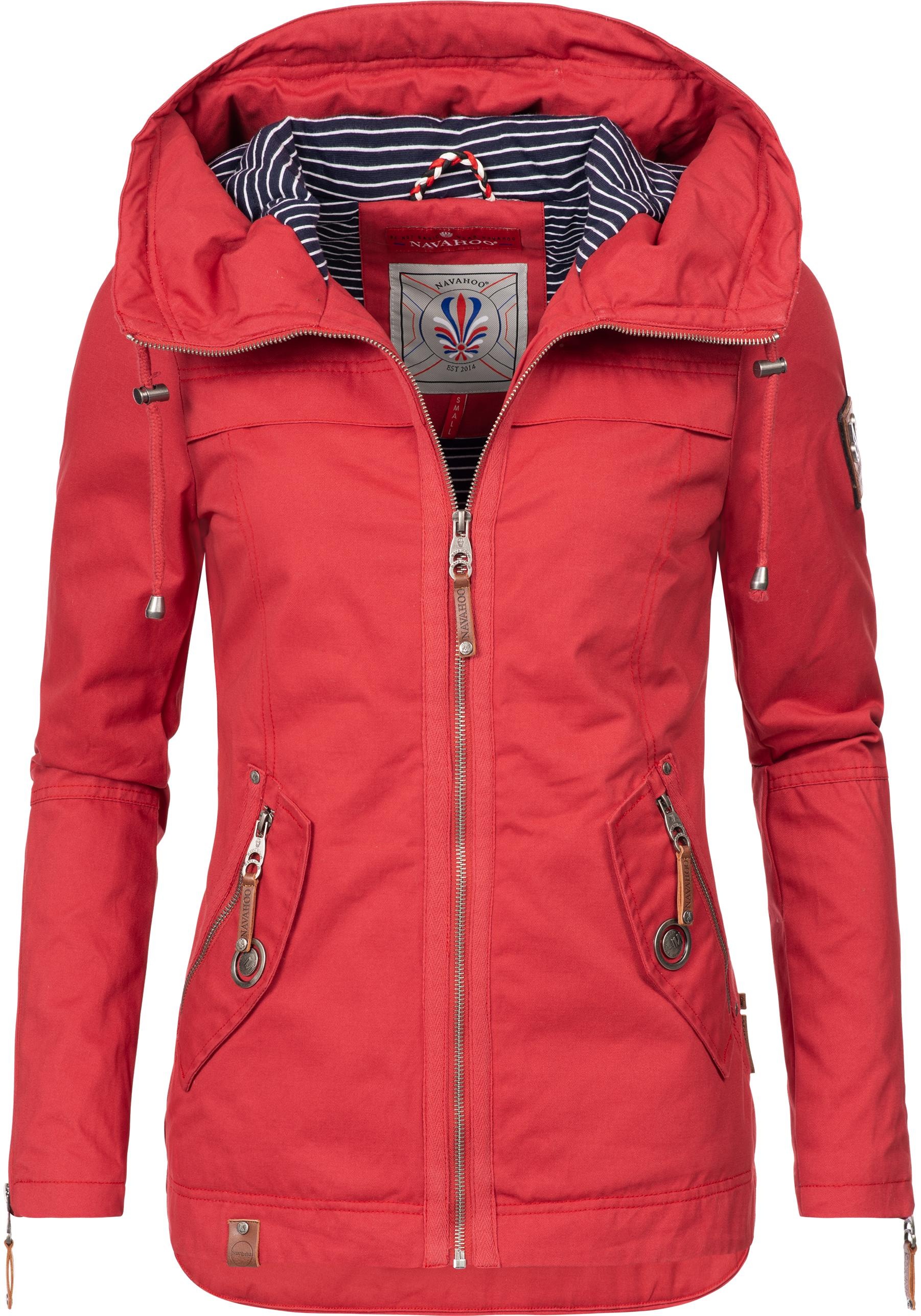Navahoo Outdoorjacke »Wekoo«, mit Kapuze, moderner Damen Übergangsparka aus Baumwolle mit Kapuze