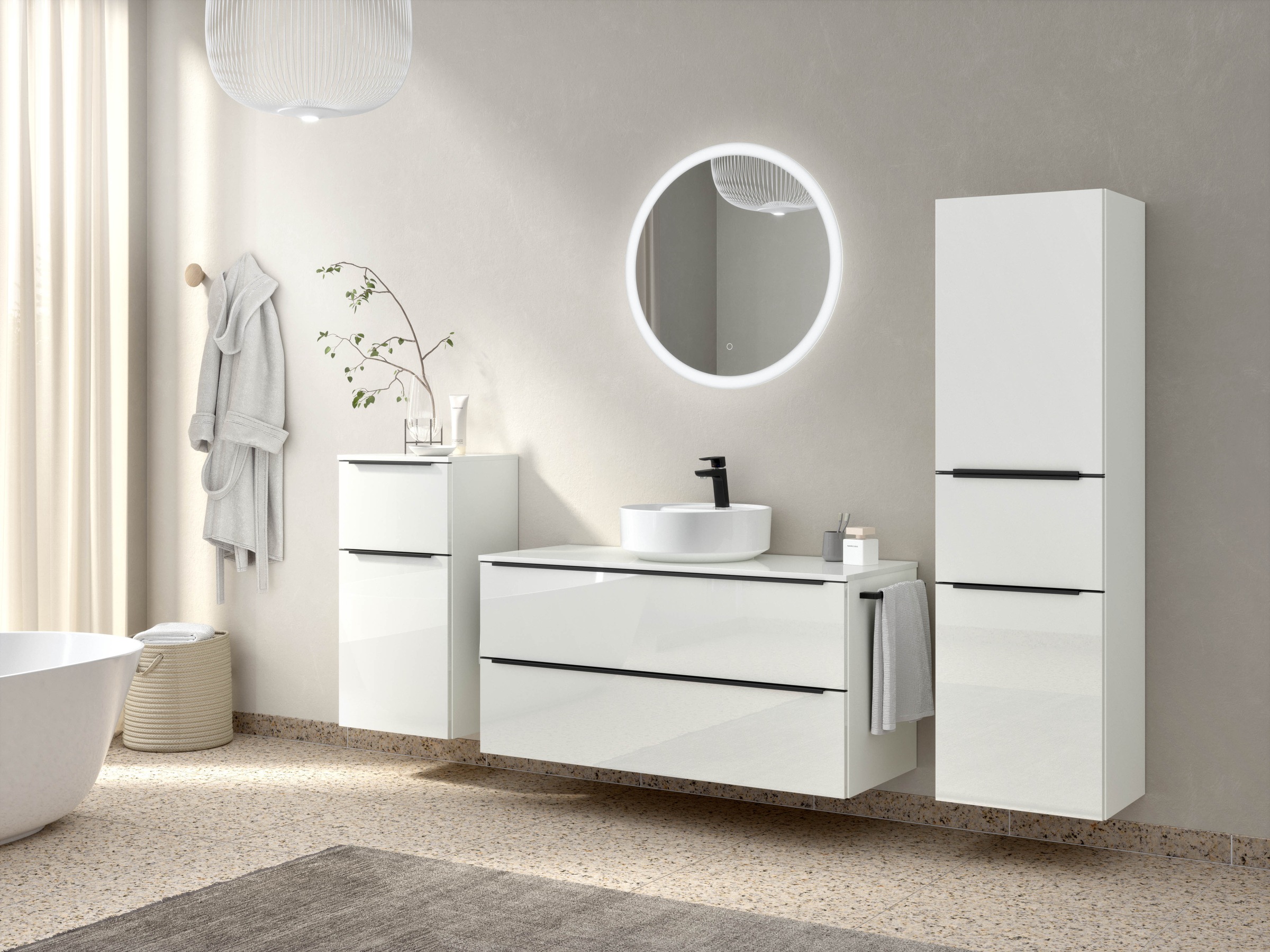 nobilia Badmöbel-Set "Alvene", (4 St., vormontiert, mit Soft-Close), Hochgl günstig online kaufen