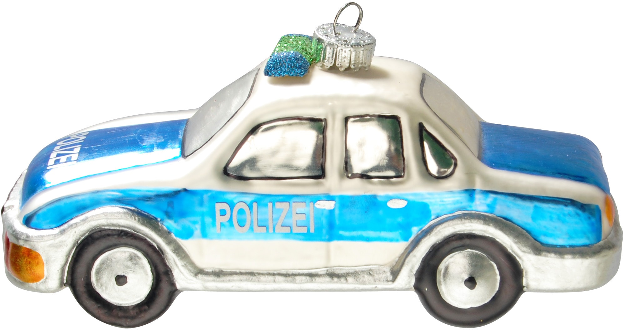 Krebs Glas Lauscha Christbaumschmuck "CBK90201, Weihnachtsdeko, Christbaumschmuck", (1 tlg.), Polizeiauto aus Glas