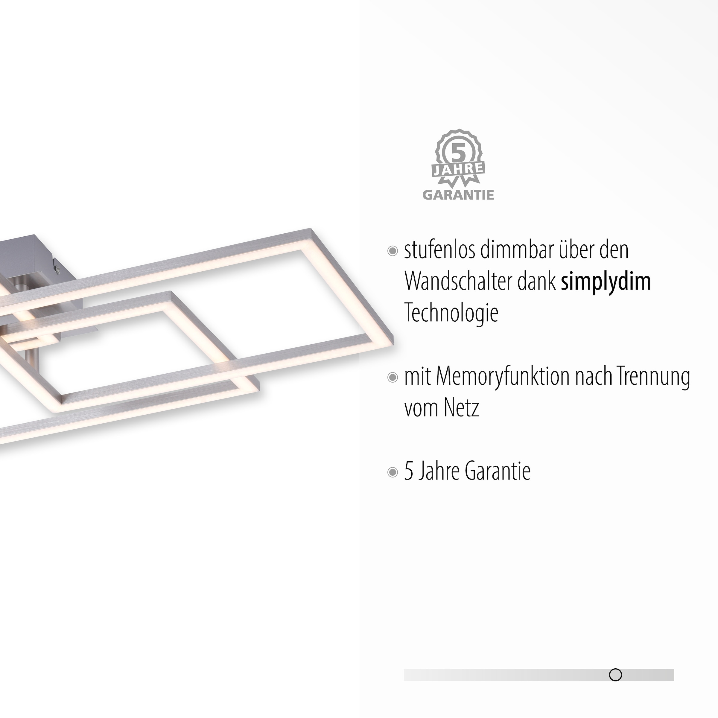 JUST LIGHT LED Deckenleuchte »IVEN«, 4 flammig, Leuchtmittel LED-Board | LED fest integriert, Memory, nach Trennung vom Netz
