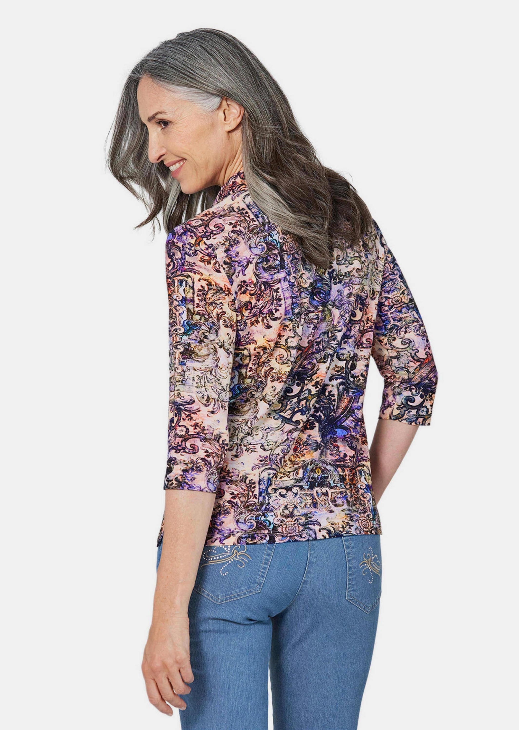 GOLDNER Print-Shirt »Gemustertes Poloshirt mit 3/4-Arm«