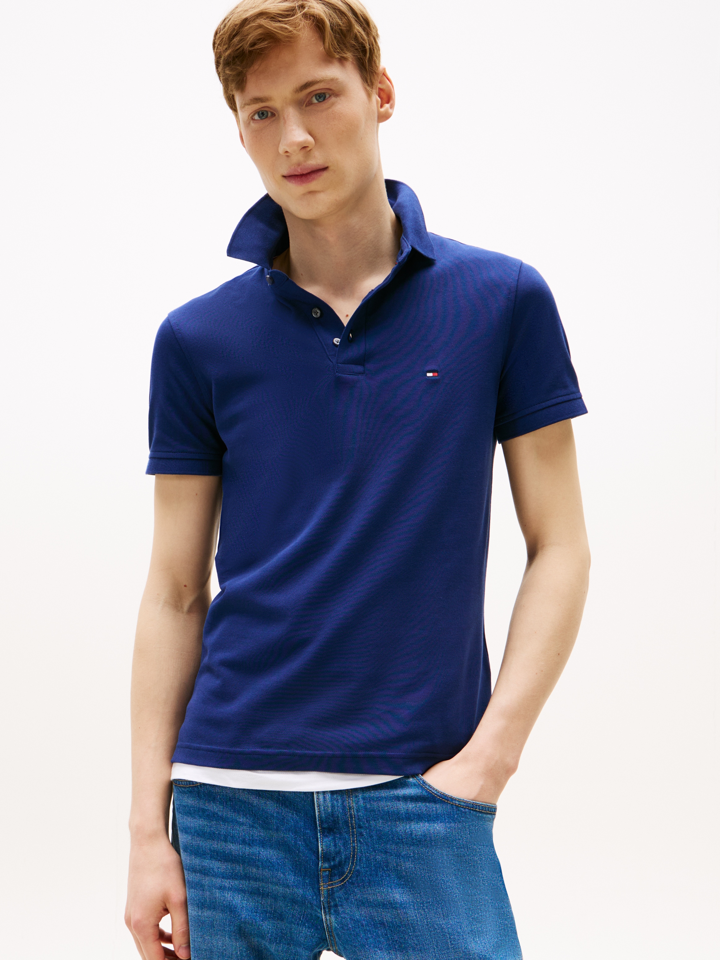 Tommy Hilfiger Poloshirt "1985 SLIM POLO", Markenstickerei, aus Baumwoll-Pi günstig online kaufen