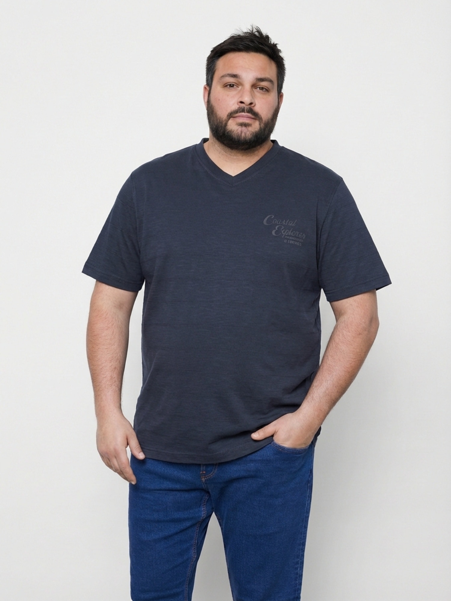 LERROS T-Shirt "T-Shirt mit V-Neck in Strickqualität, grosse Größen"