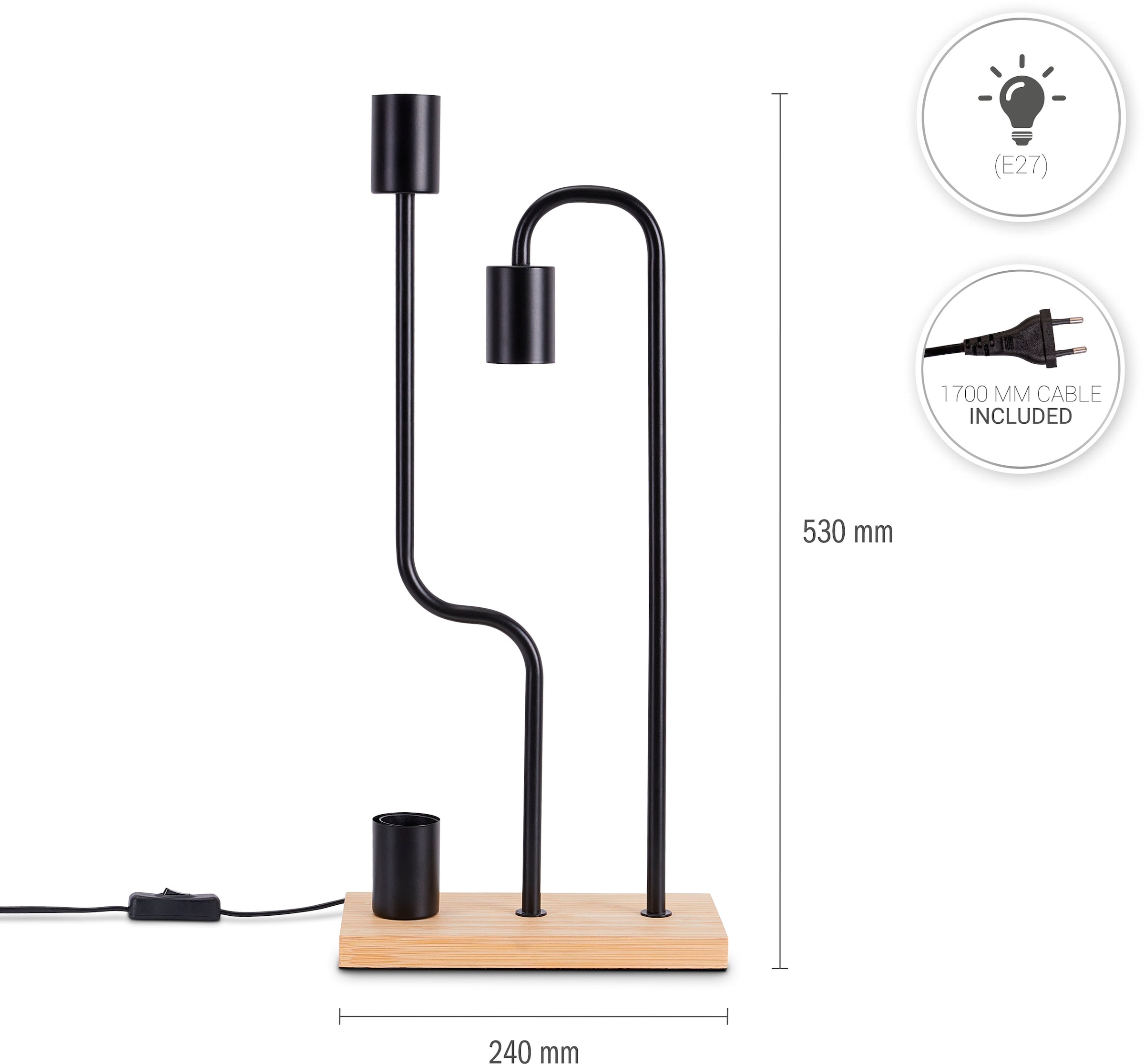 Paco Home Tischleuchte »GERALT« E27 LED   Wohnzimmer Schlafzimmer Esszimmer Leselampe Deko E27