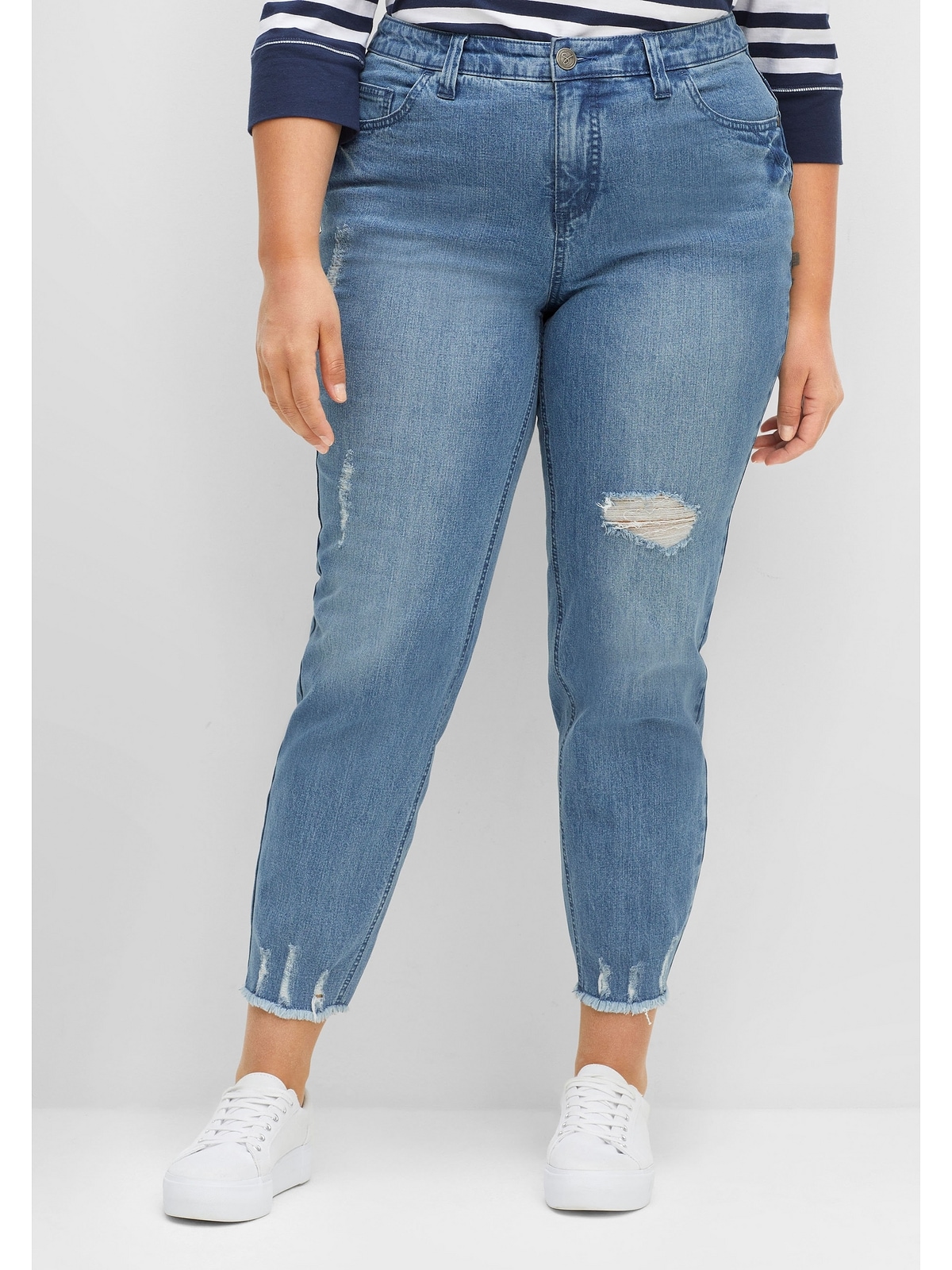 Sheego Stretch-Jeans "Große Größen", in knöchelfreier Länge, mit modischen Effekten