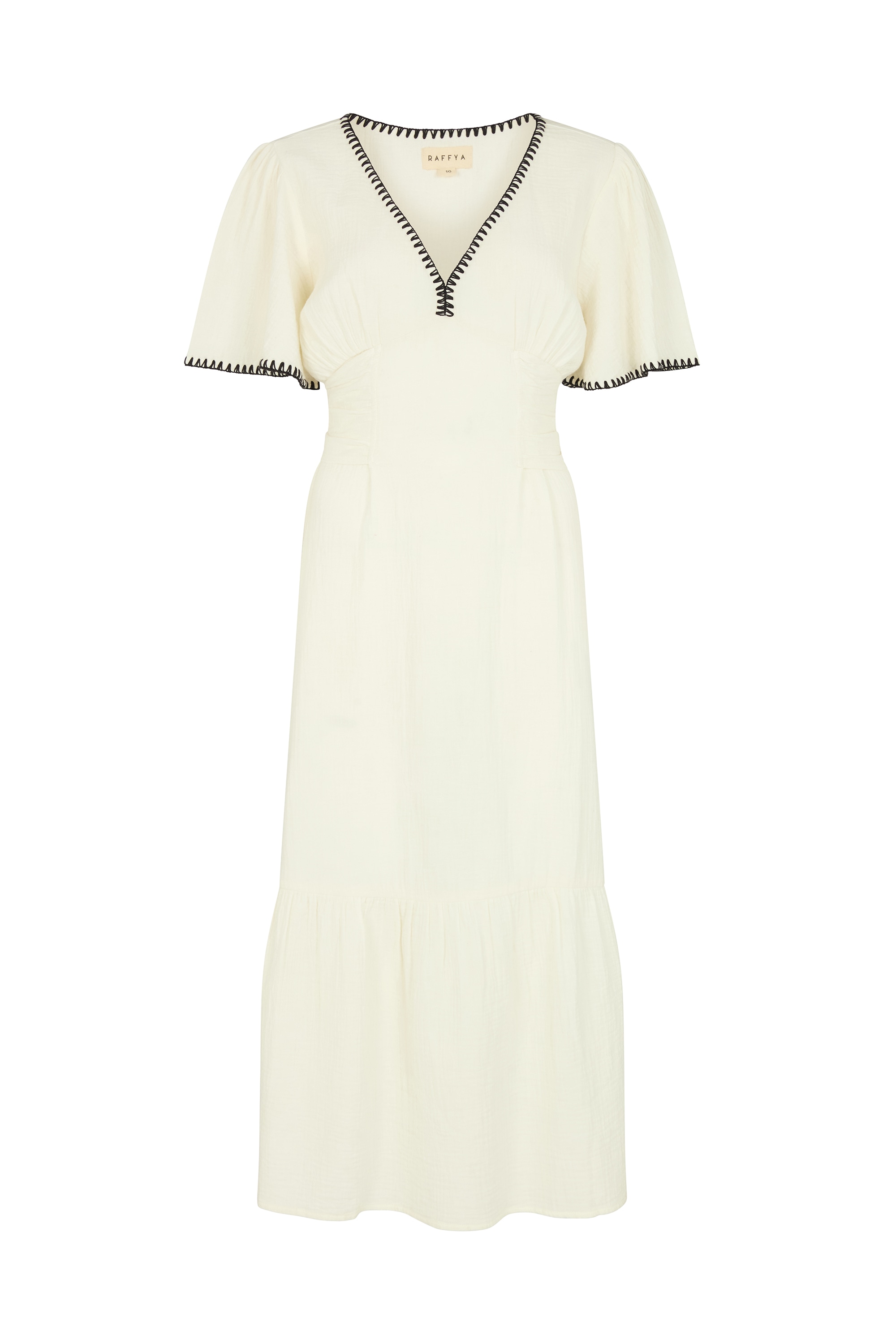 RAFFYA Midikleid "Delilah V-Neck Front Tie Midi Dress Damen" günstig online kaufen