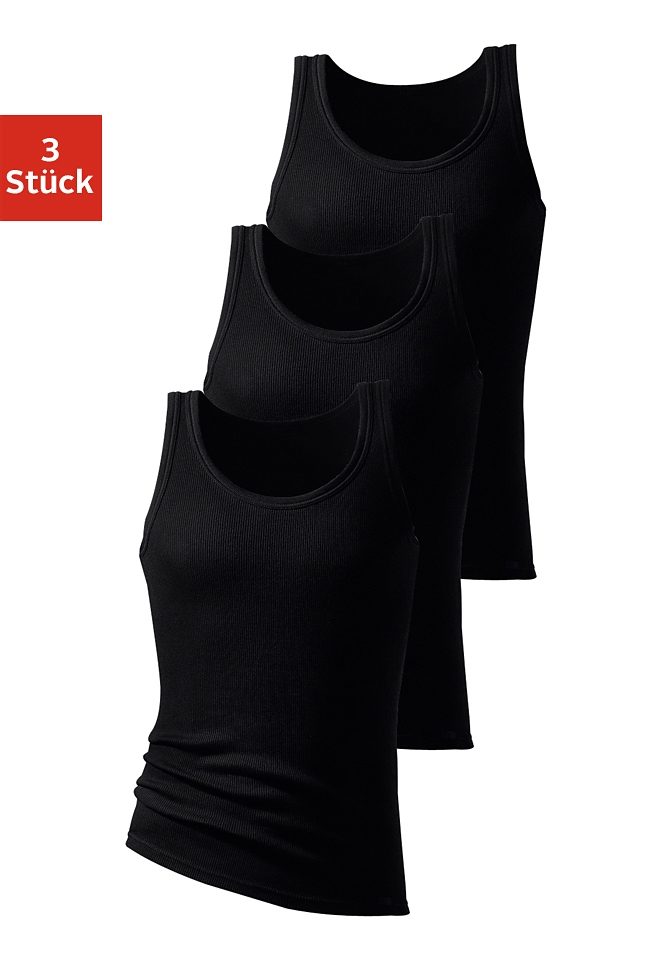H.I.S Herren Tanktop "Feinripp", Gr. 4, schwarz, Feinripp, Obermaterial: 100% Baumwolle, unifarben, Basic, Tops, aus weicher Baumwollqualität